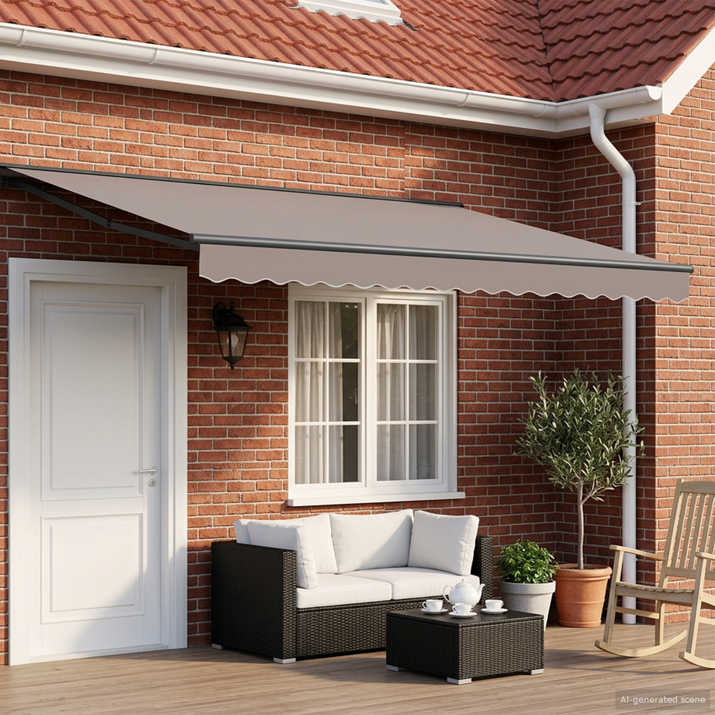 Manual Awning Frame with LEDs Anthracite 5 x 3 m Aluminium