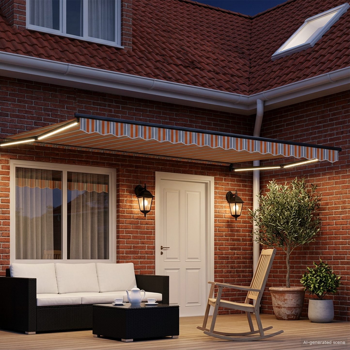 Manual Retractable Awning with LEDs 4 x 3 m