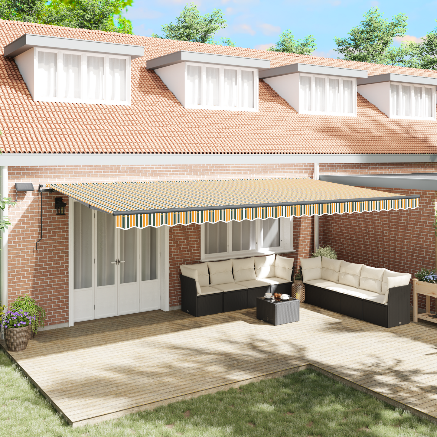 Retractable Awning Green and yellow 600 x 350 cm