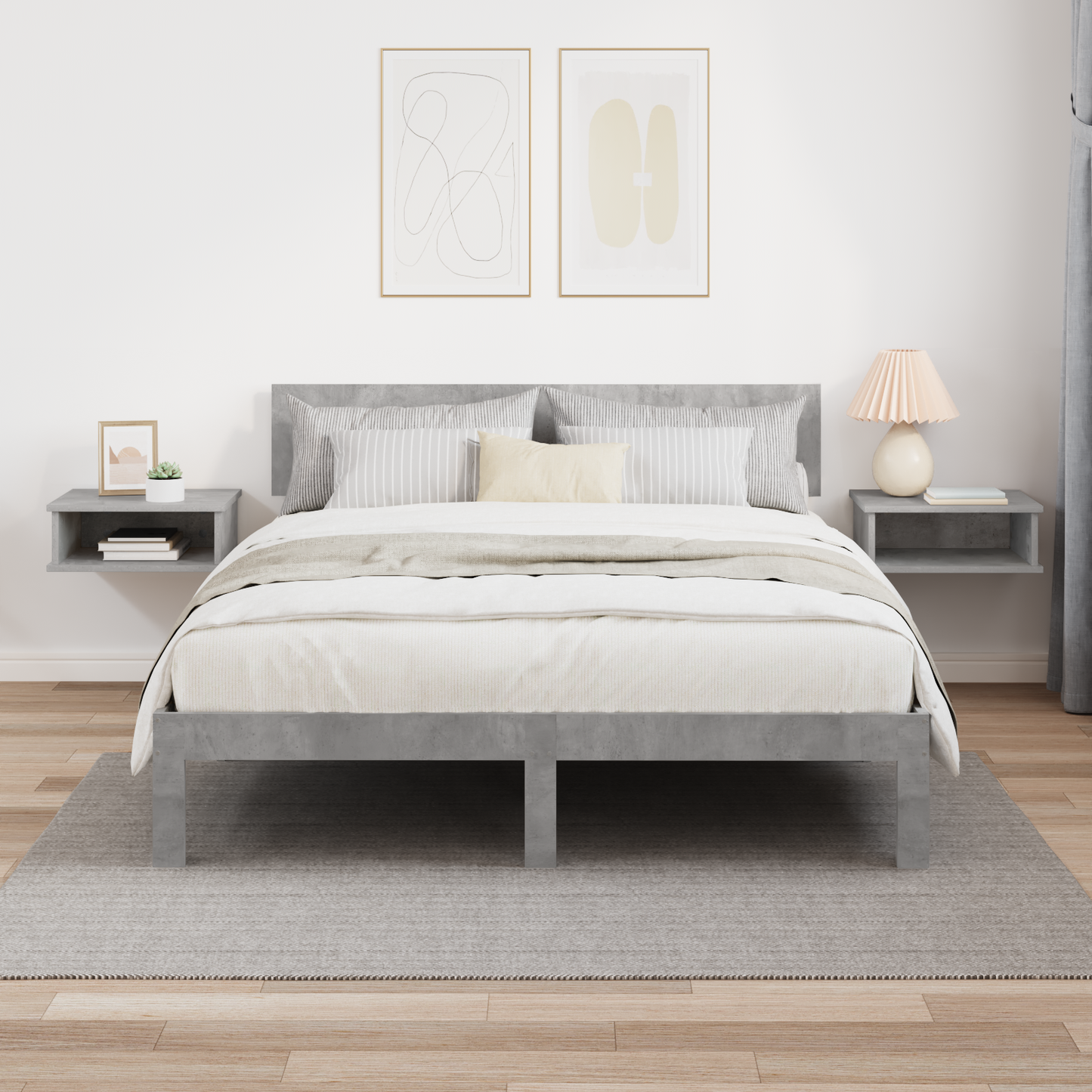Bedside Table 2 pcs Concrete Grey 40 x 31 x 15 cm
