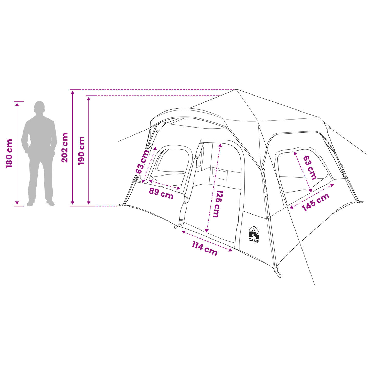 Instant Tent Grey and Orange 340 x 280 x 190 cm