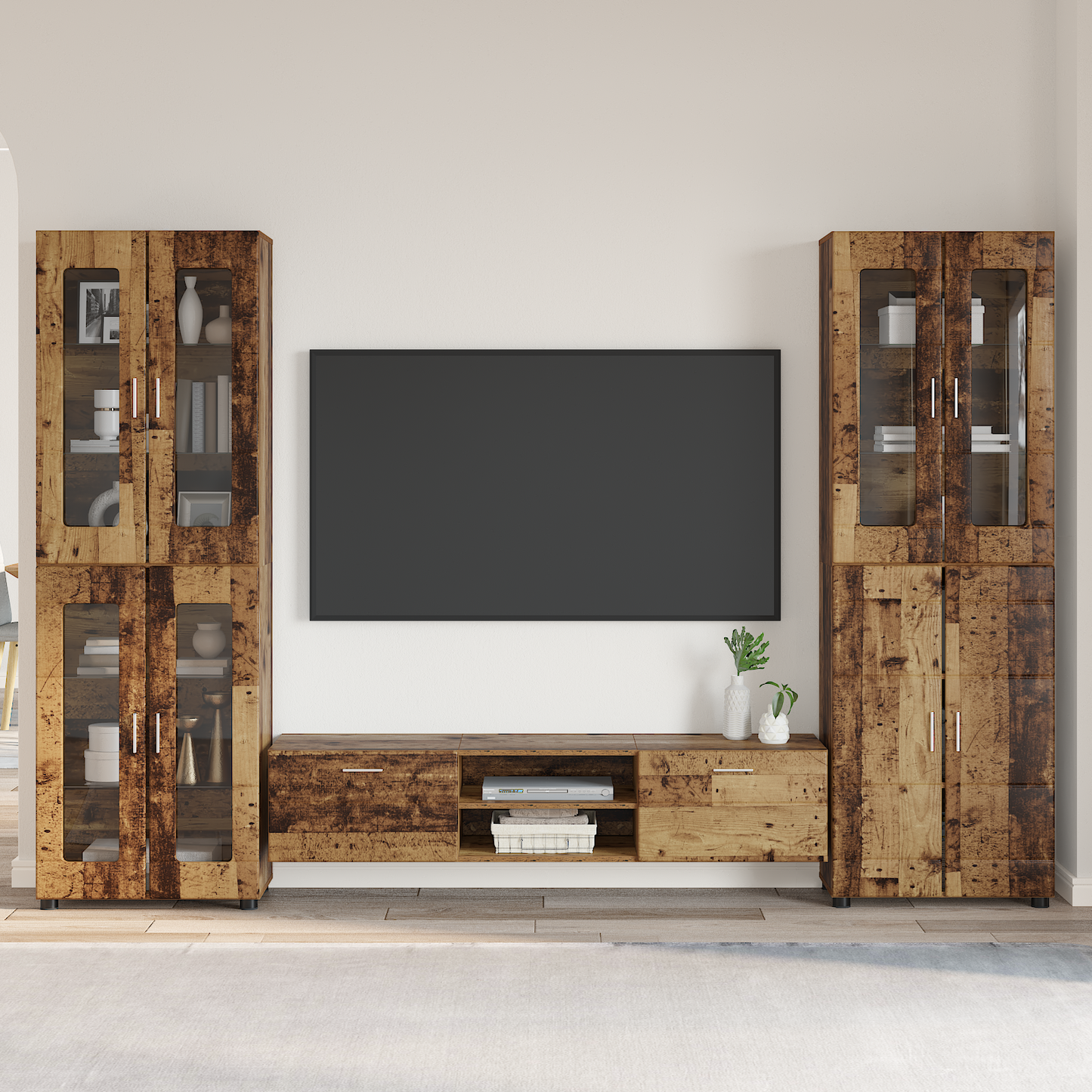 TV Cabinet Set with Shelf FLORIN 3 pcs Old Wood Engineered Wood