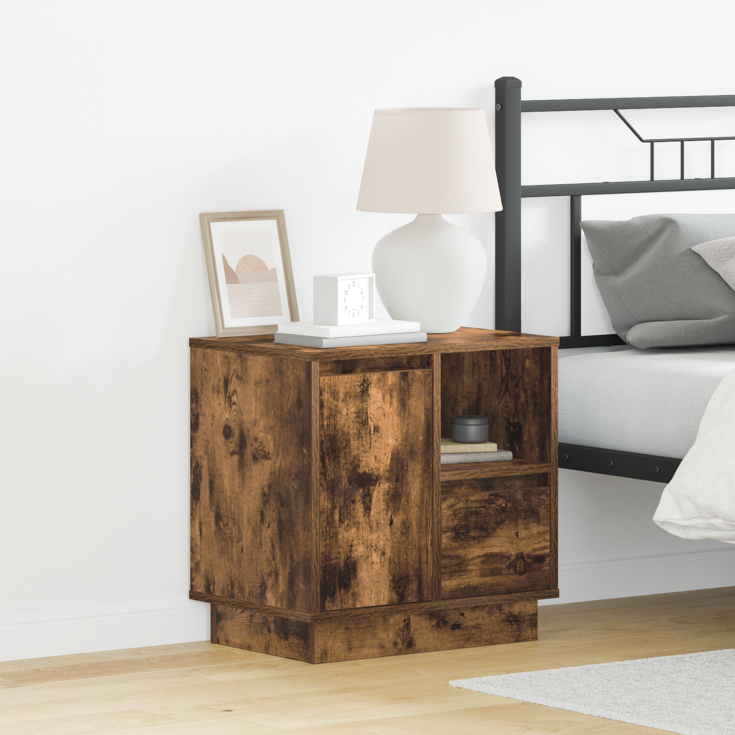 Bedside Cabinet Smoked Oak 50 x 34.5 x 50 cm Engineered wood