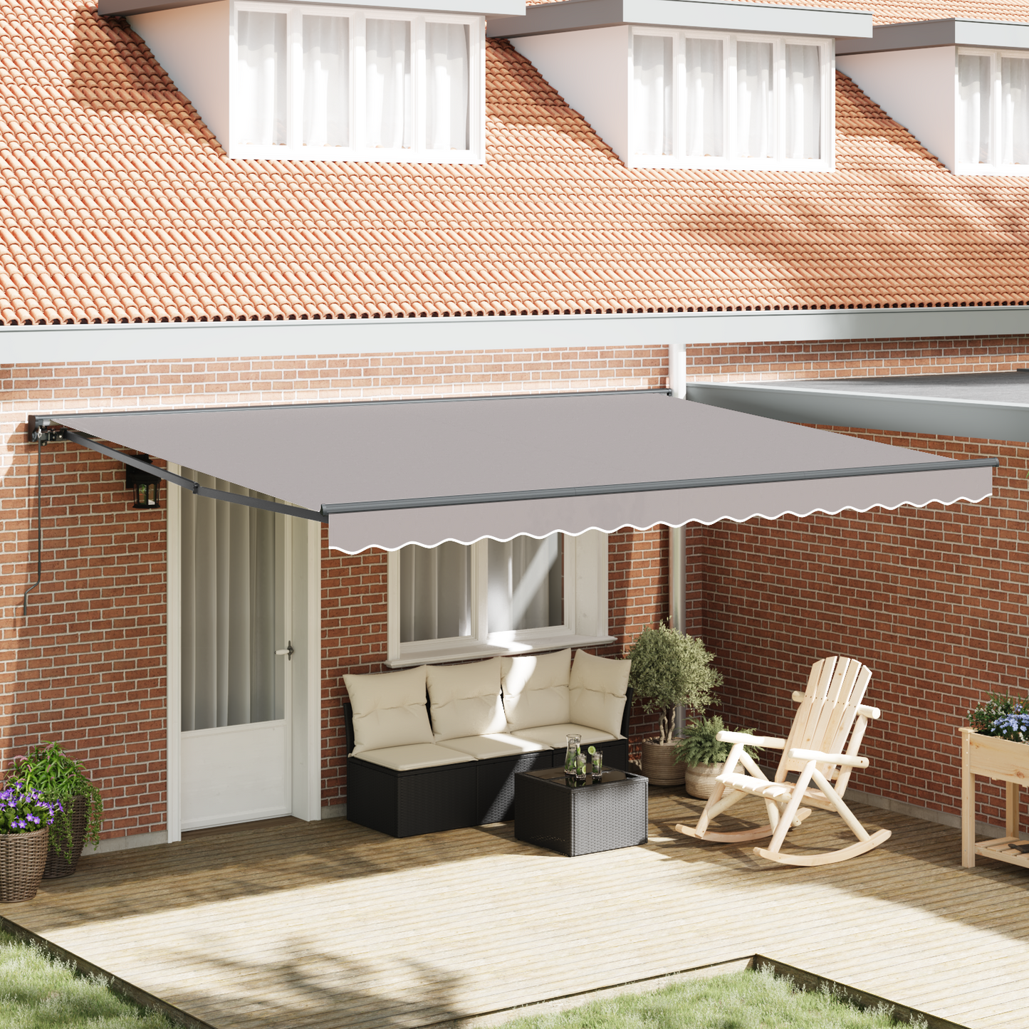 Awning Frame Light Grey 450 x 300 cm Polyester with PU coating