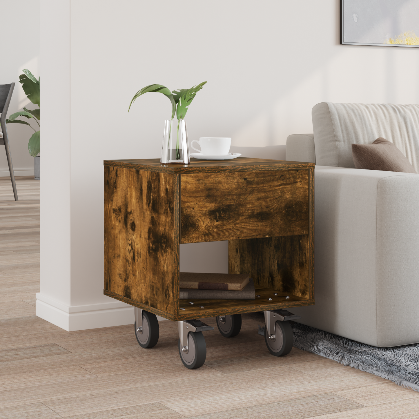 Bedside Table Smoked Oak 40.5 x 40 x 48 cm Engineered Wood