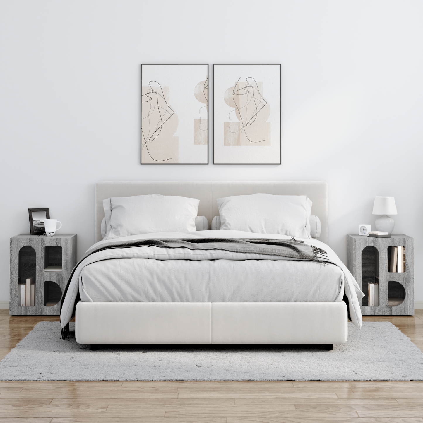 Bedside Table ELST 2 pcs Grey Sonoma 40 x 35 x 50 cm