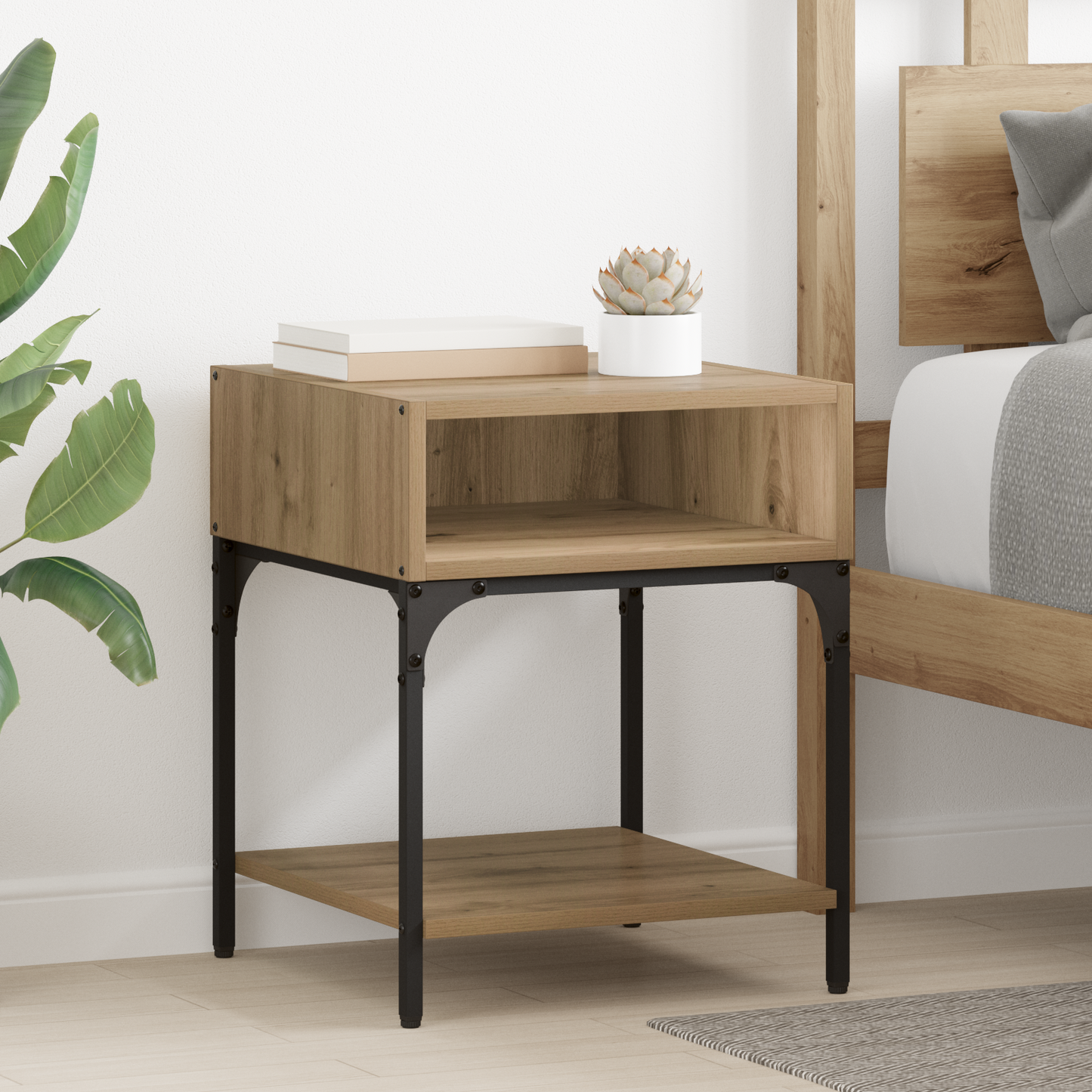 Bedside Table 2 pcs Artisan Oak 40 x 40 x 50 cm Engineered Wood