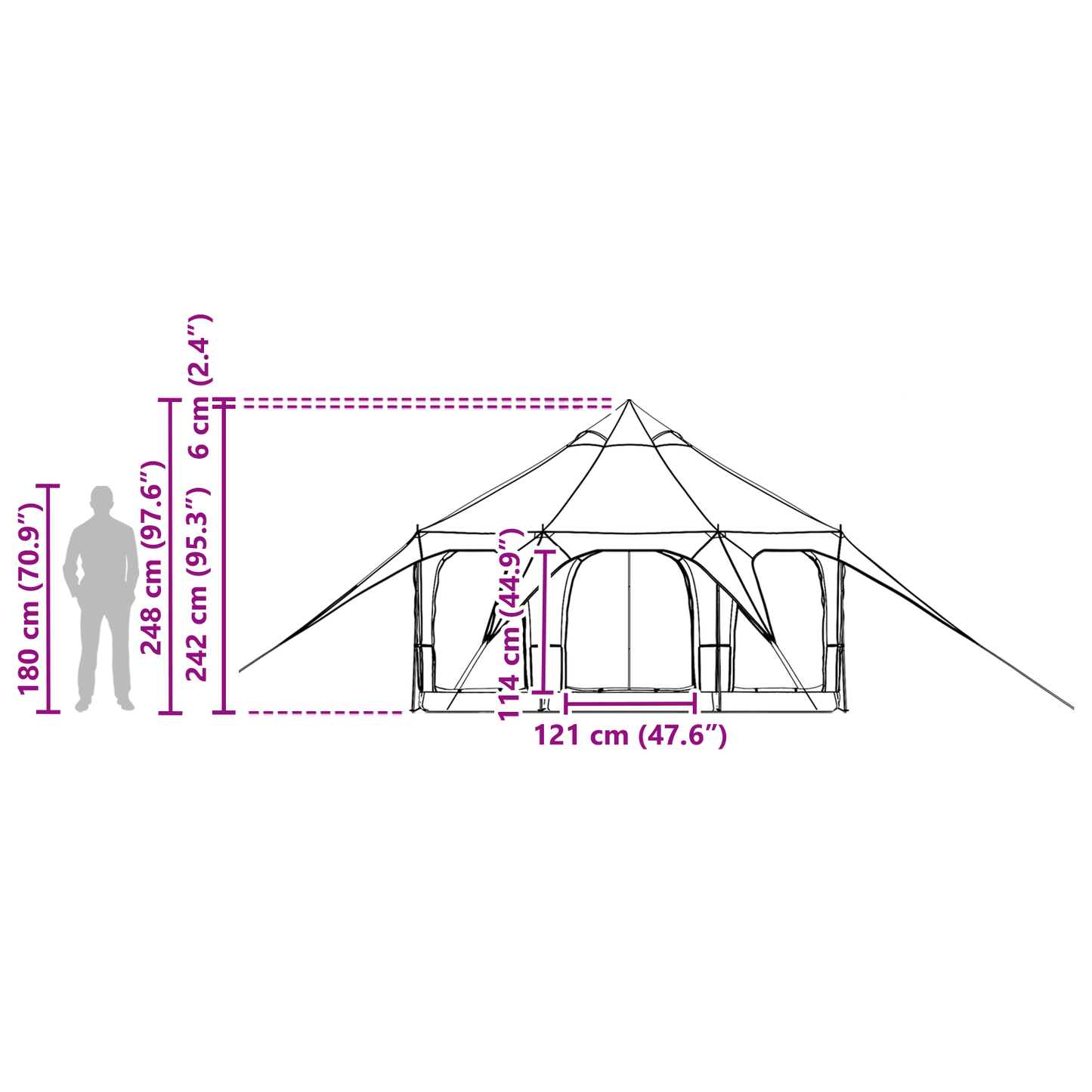Family Tent Blue 5-Person 185T Polyester with PU Coating