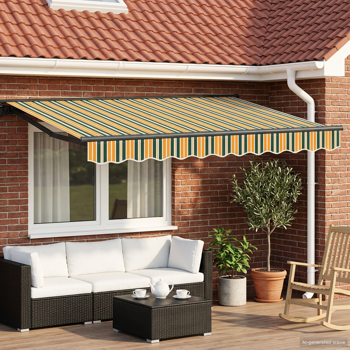 Manual Awning Frame with LEDs 3.5 x 2.5 m