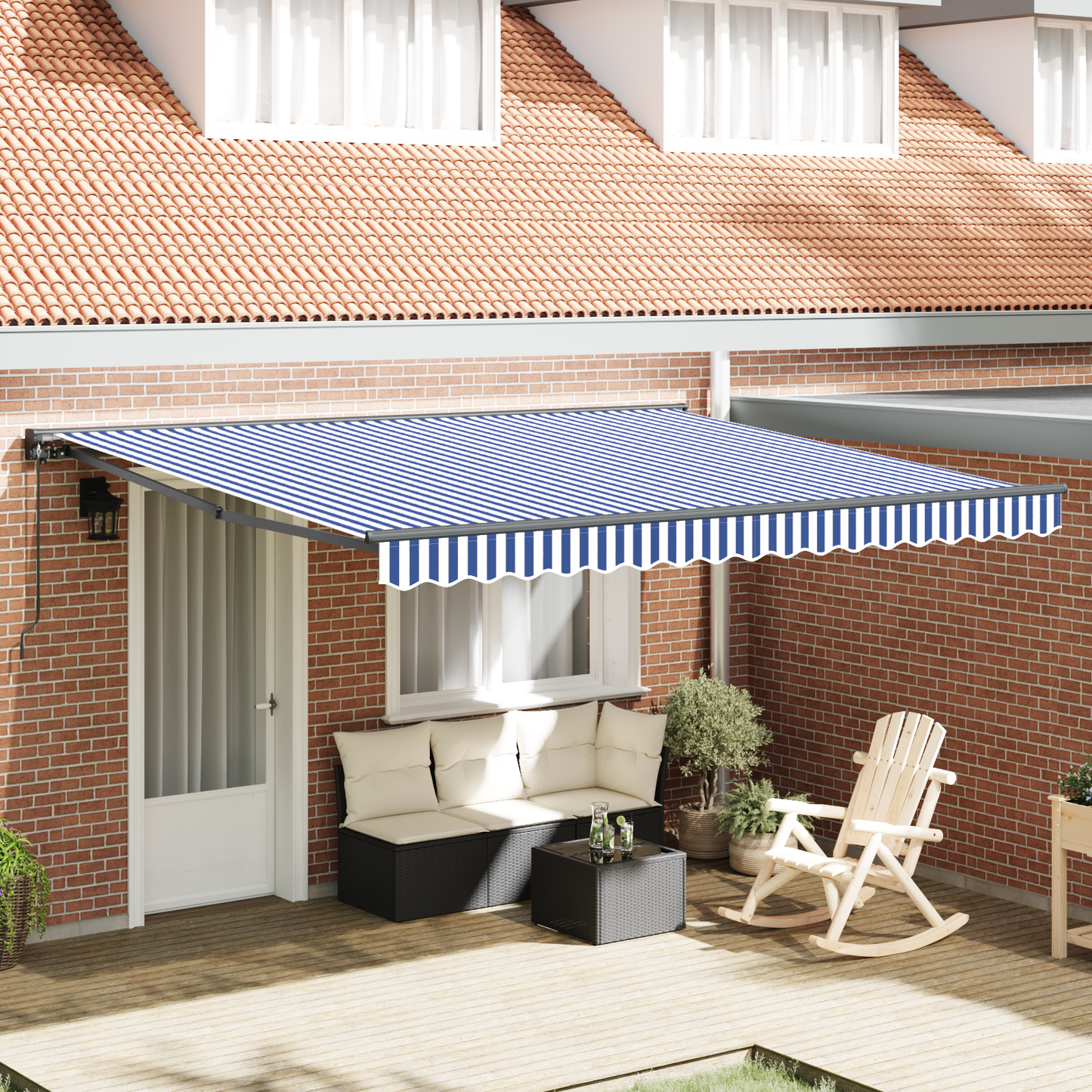 Awning Frame Blue and White 400 x 300 cm
