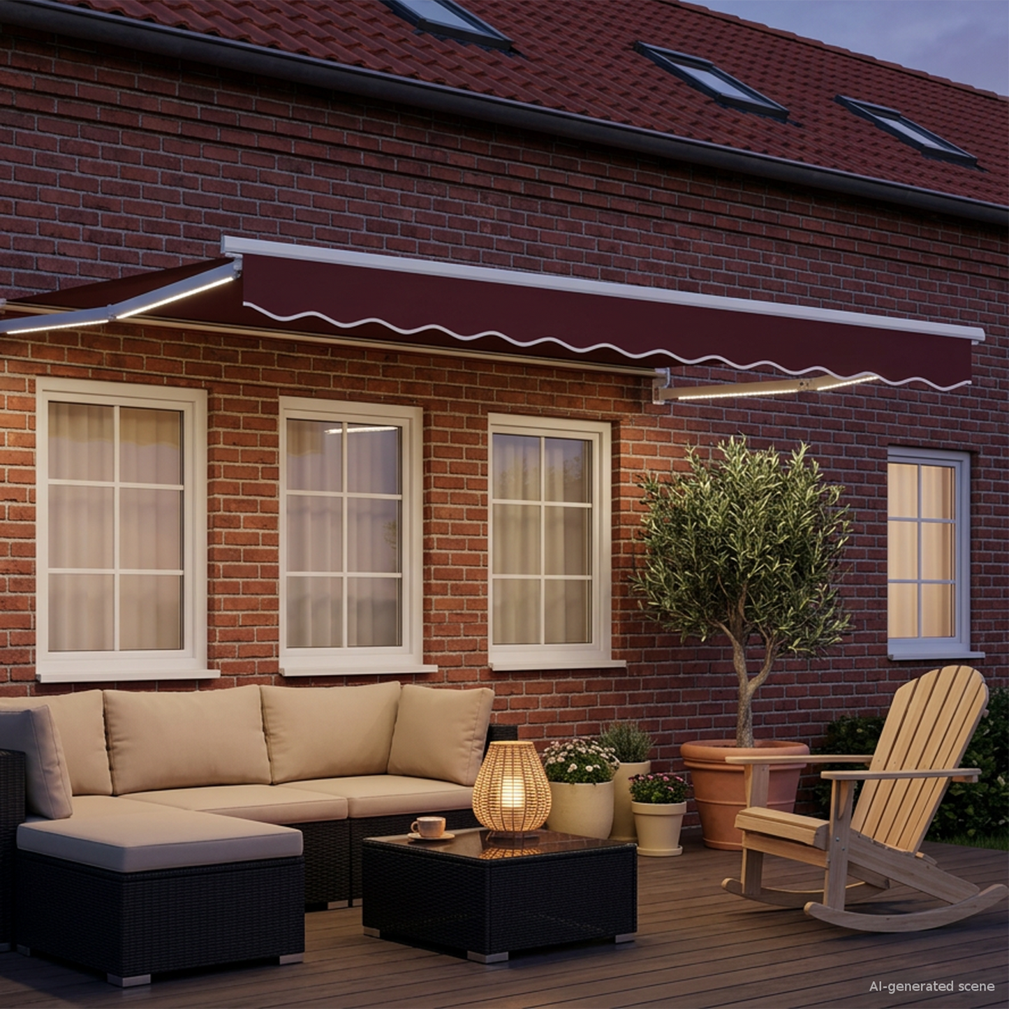 Manual Retractable Awning with LEDs 3 x 2.5 m