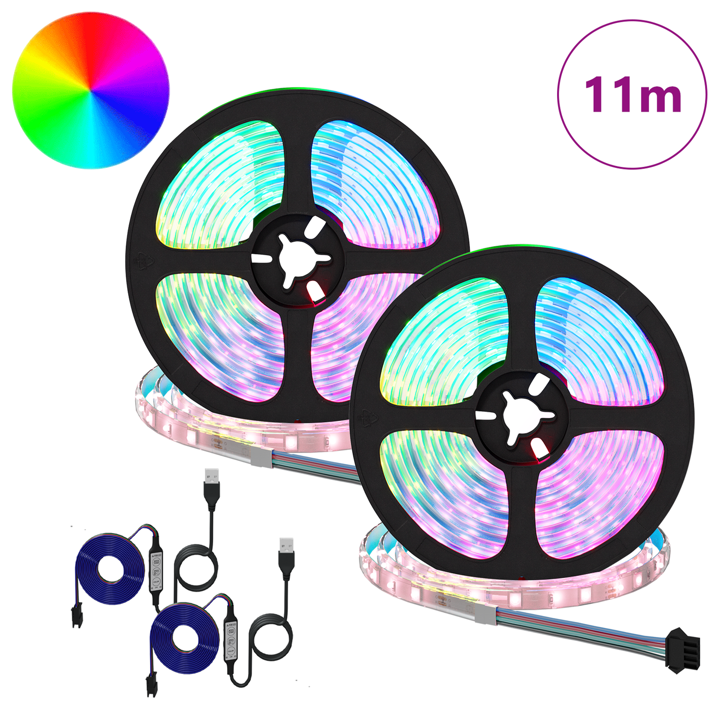 LED Strip 2 pcs Black and Transparent 5500 mm