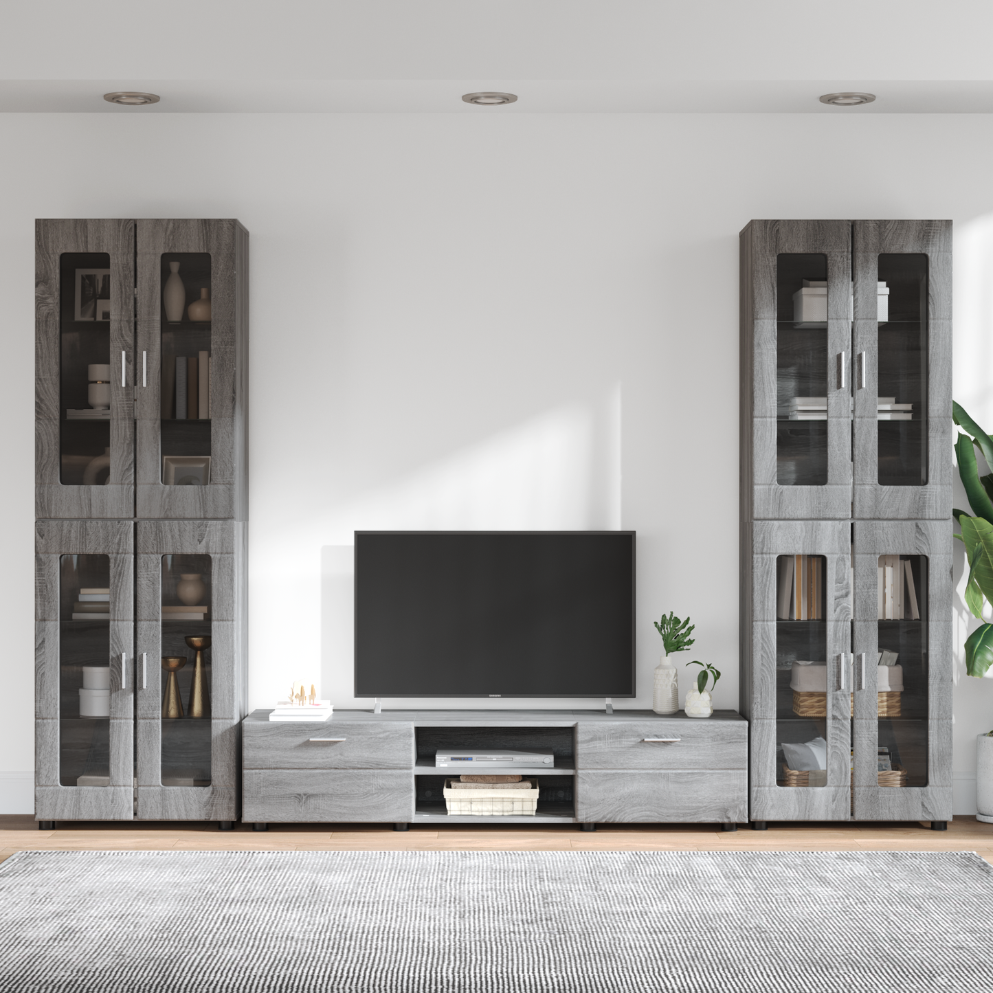 TV Cabinet Set FLORIN 3 pcs Grey Sonoma Engineered Wood
