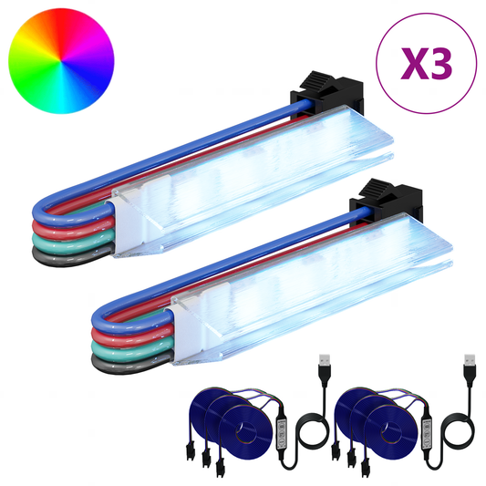 LED Strip 2 pcs Black and Multicolour Copper and Plastic