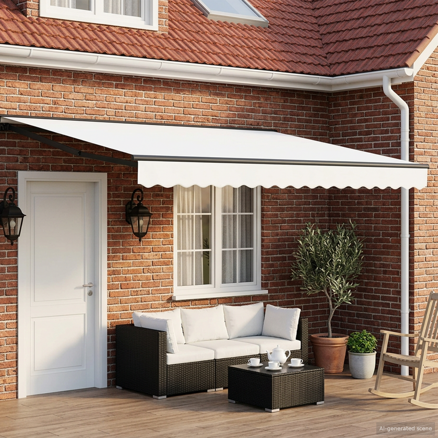 Manual Awning Frame with LEDs White and Anthracite 5 x 3.5 m
