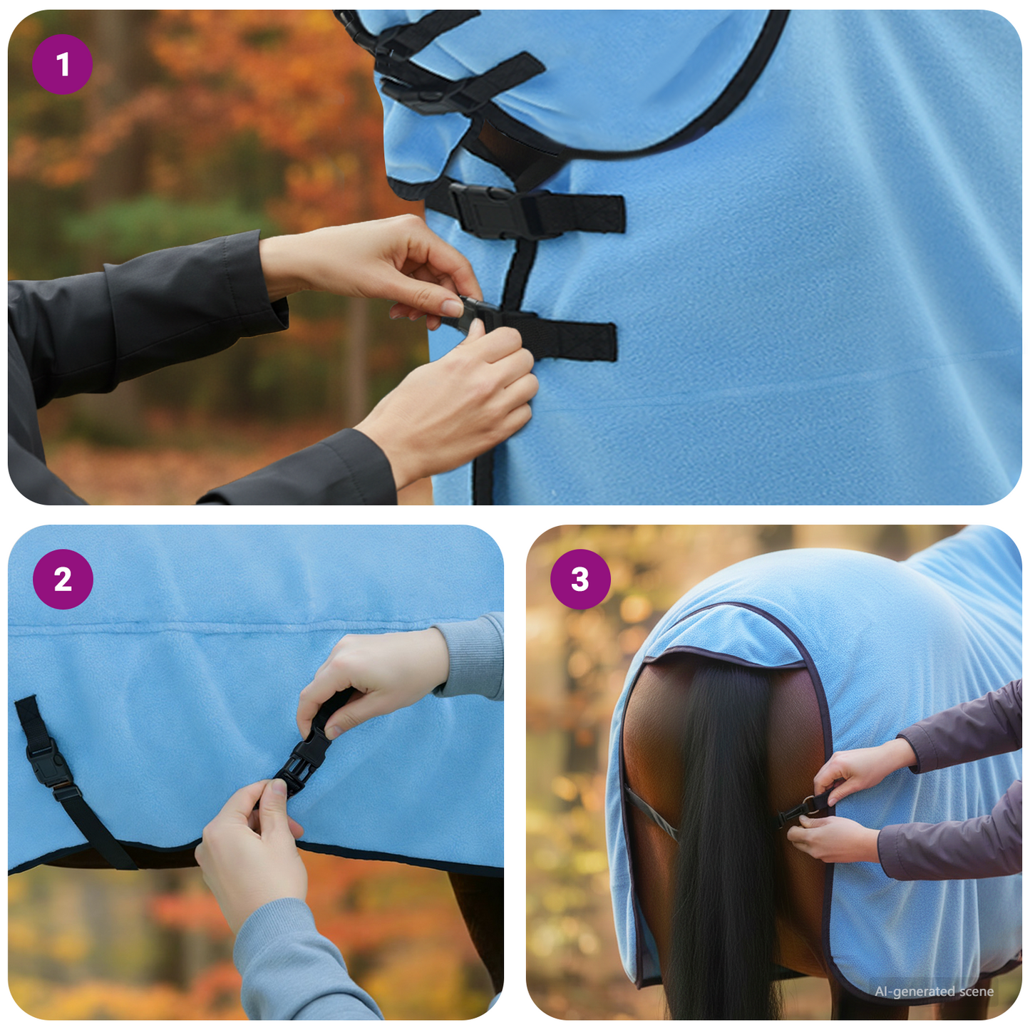 Horse Blanket Full Aqua 165 cm Polyester