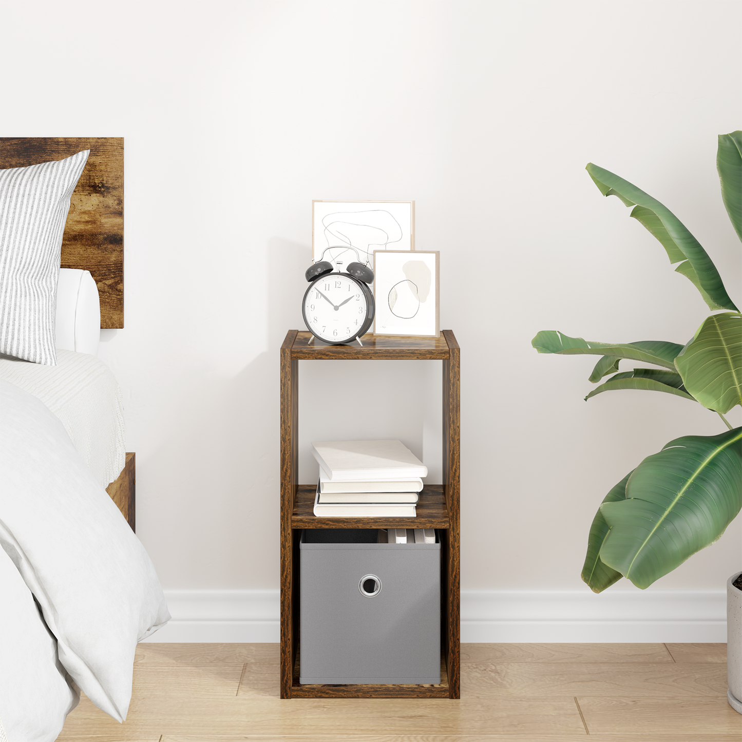Bedside Table Smoked Oak 25.5 x 22 x 49.5 cm Engineered Wood