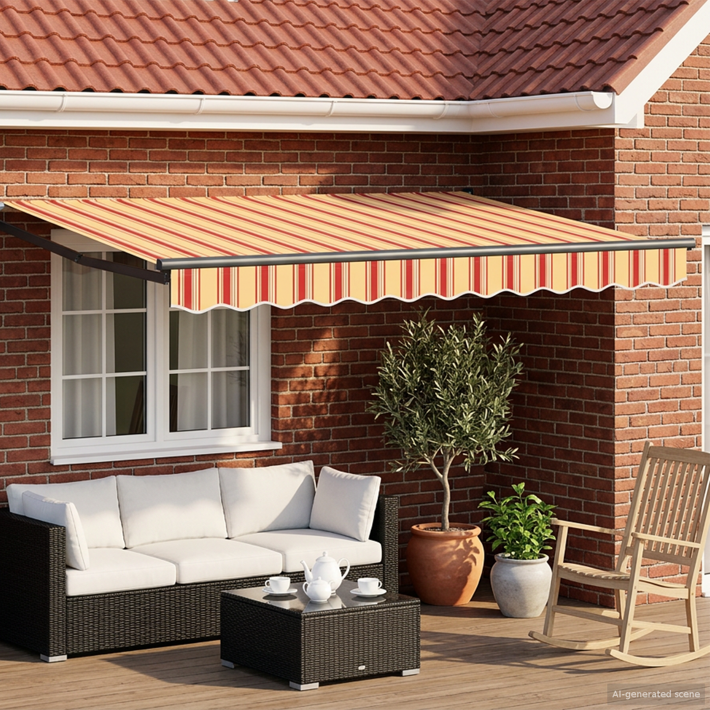 Manual Retractable Awning with LEDs Multicolour 3.5 x 2.5 m