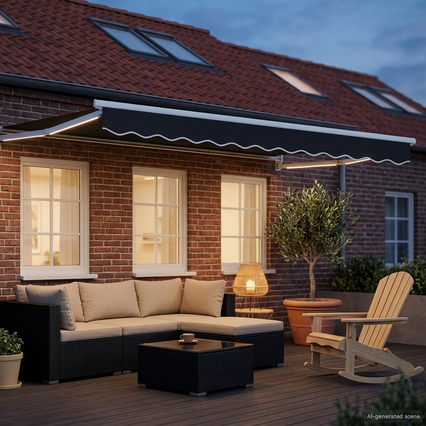 Manual Retractable Awning with LEDs 3.5 x 2.5 m