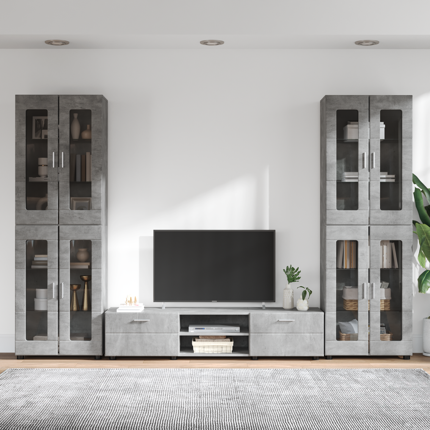 TV Cabinet Set FLORIN 3 pcs Concrete Grey Engineered Wood