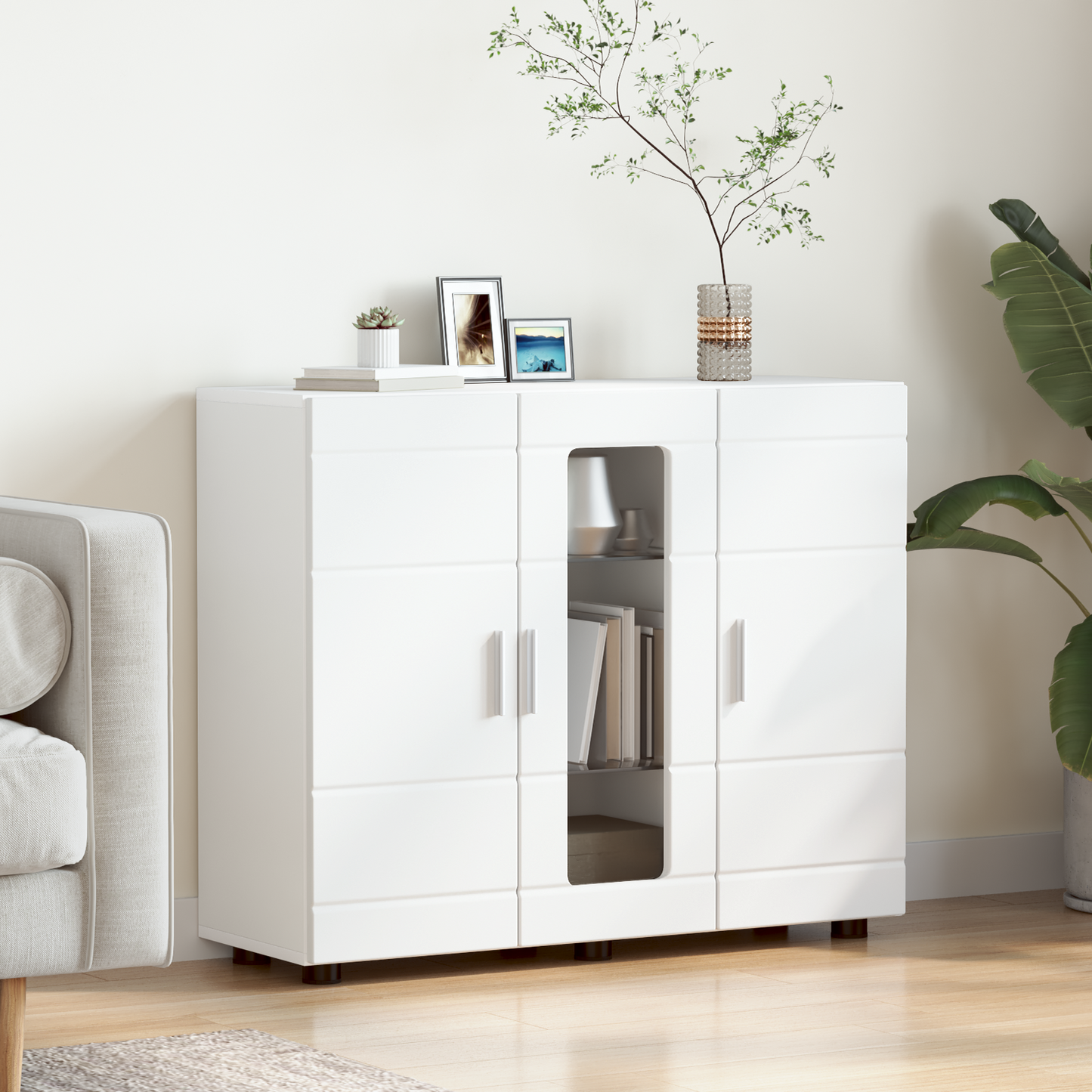 Wooden Cabinet White 88.5 x 30.5 x 73 cm Engineered Wood