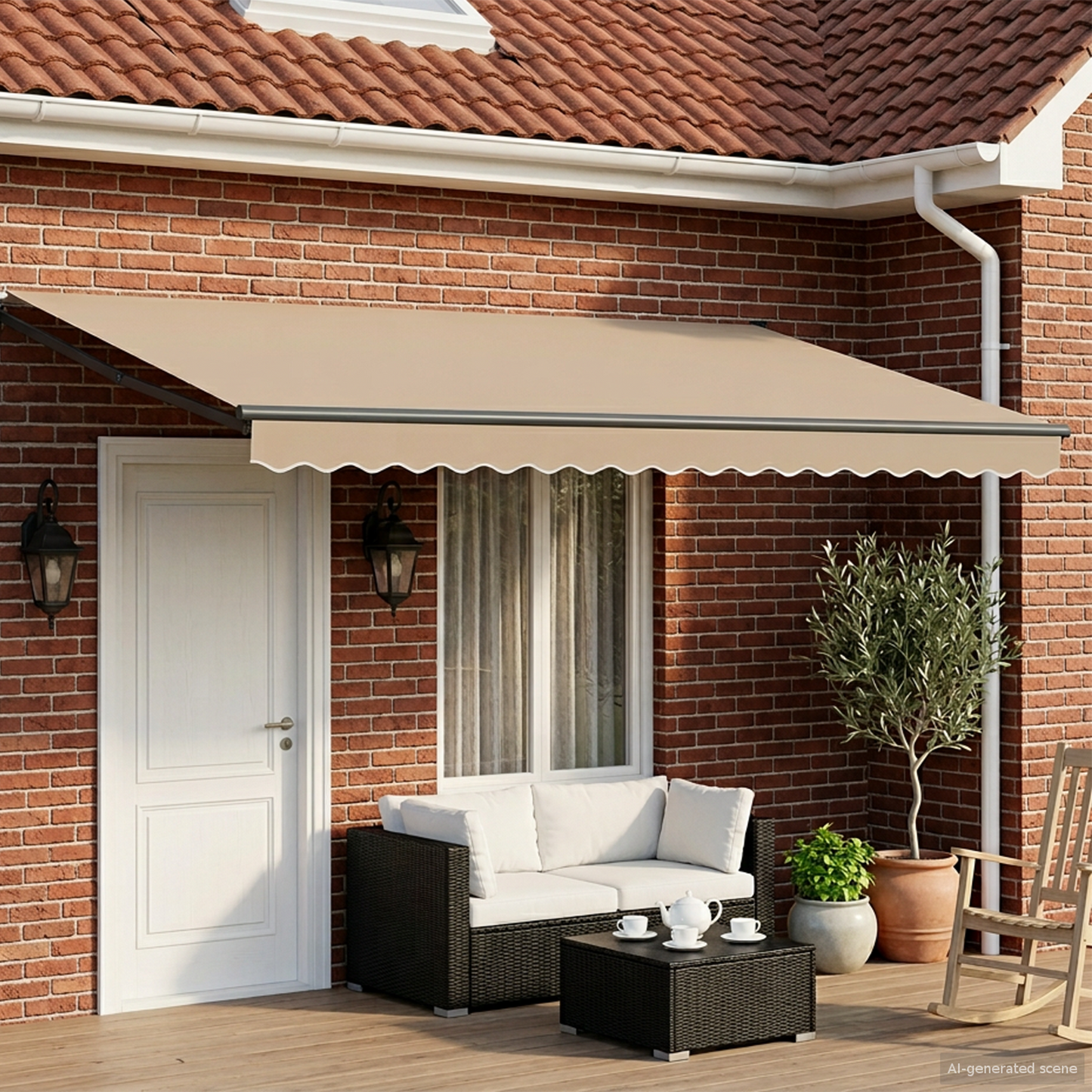 Electric Retractable Awning Beige and Anthracite 4 x 3 m