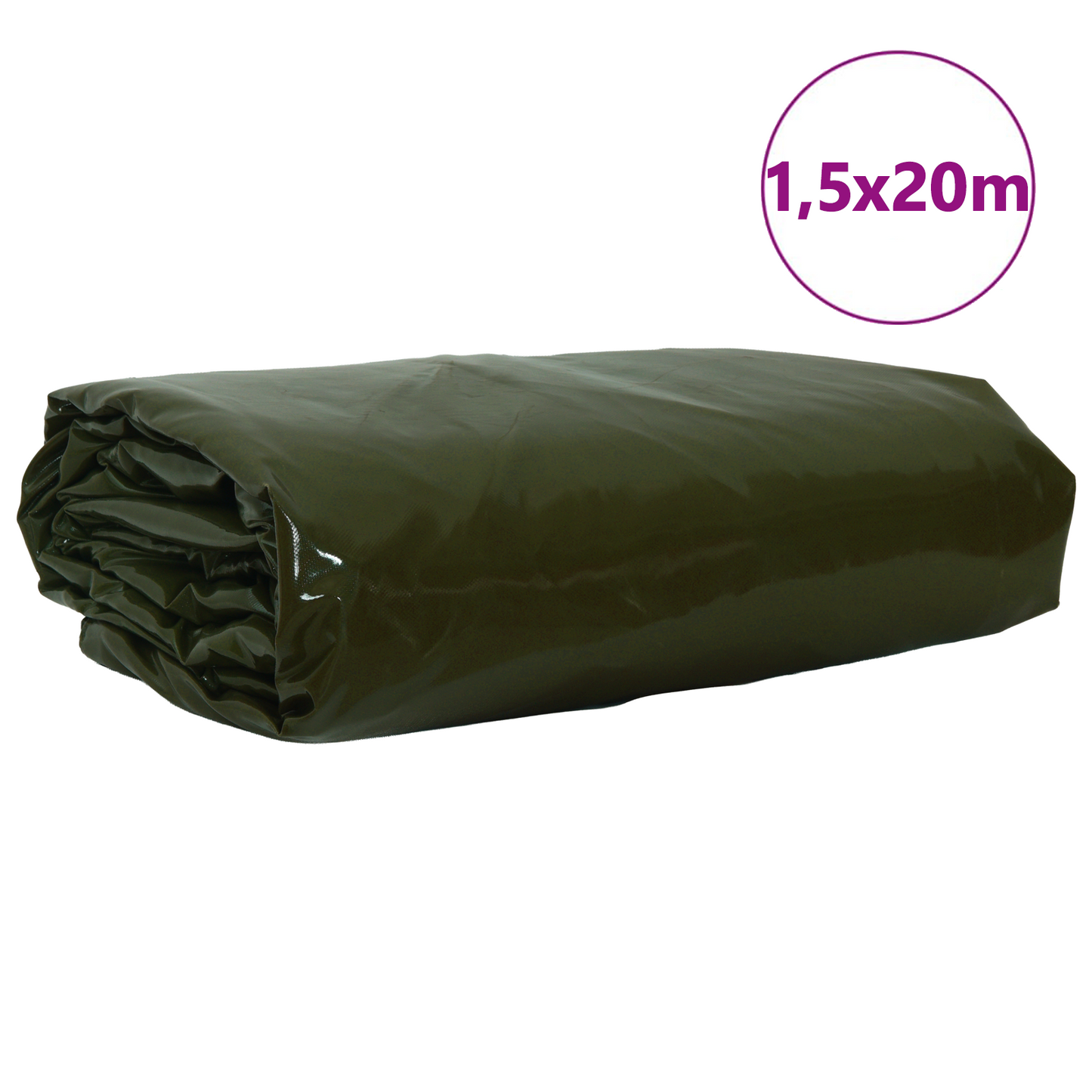 Tarpaulin 650g / m² Olive Green 1.5 x 20 m