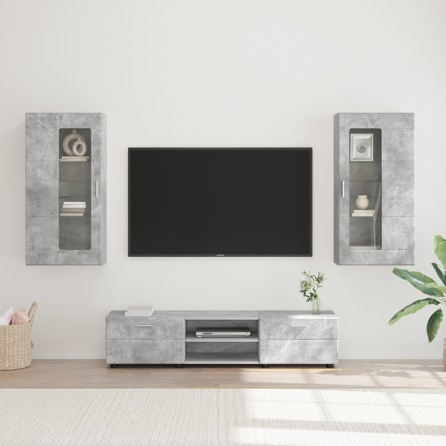 TV Cabinet Set FLORIN 3 pcs Concrete Grey Engineered Wood