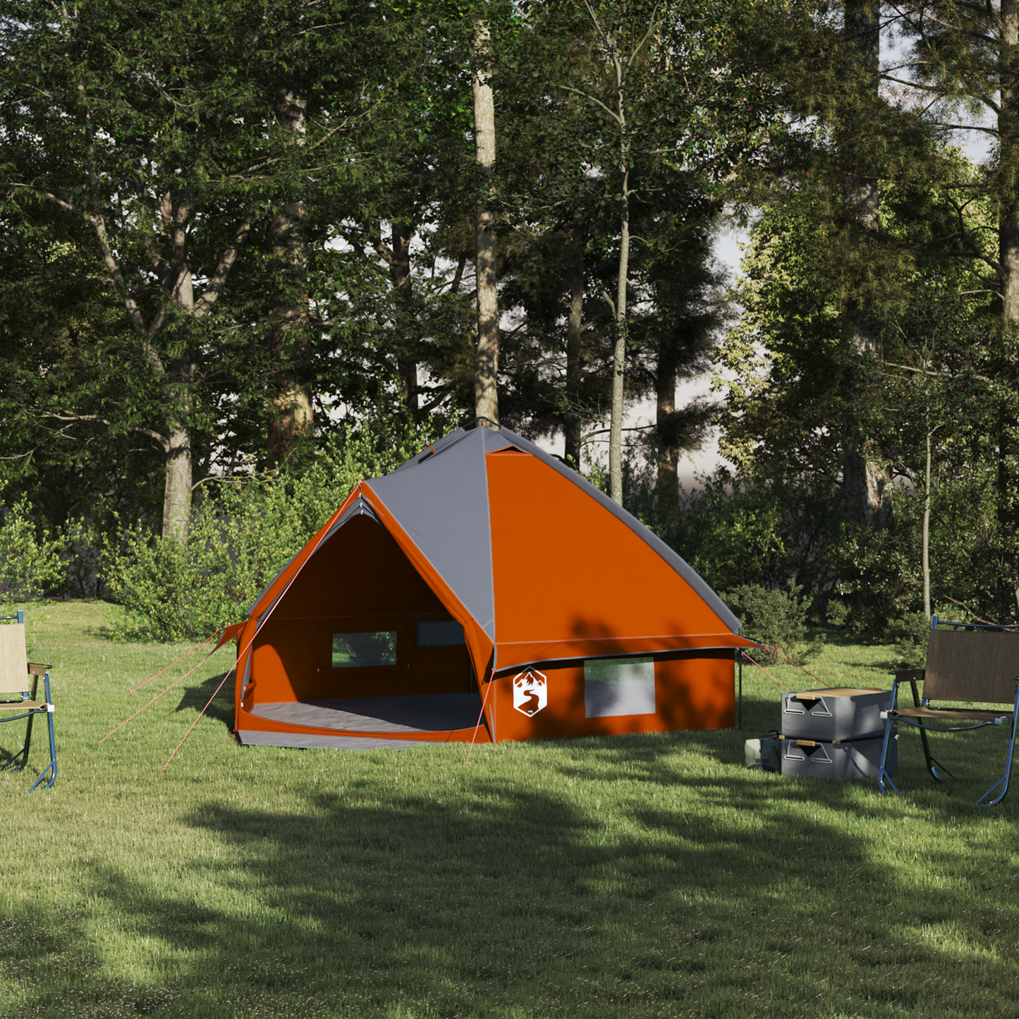 Teepee Tent 4-Person Grey and Orange 388 x 320 x 169 cm