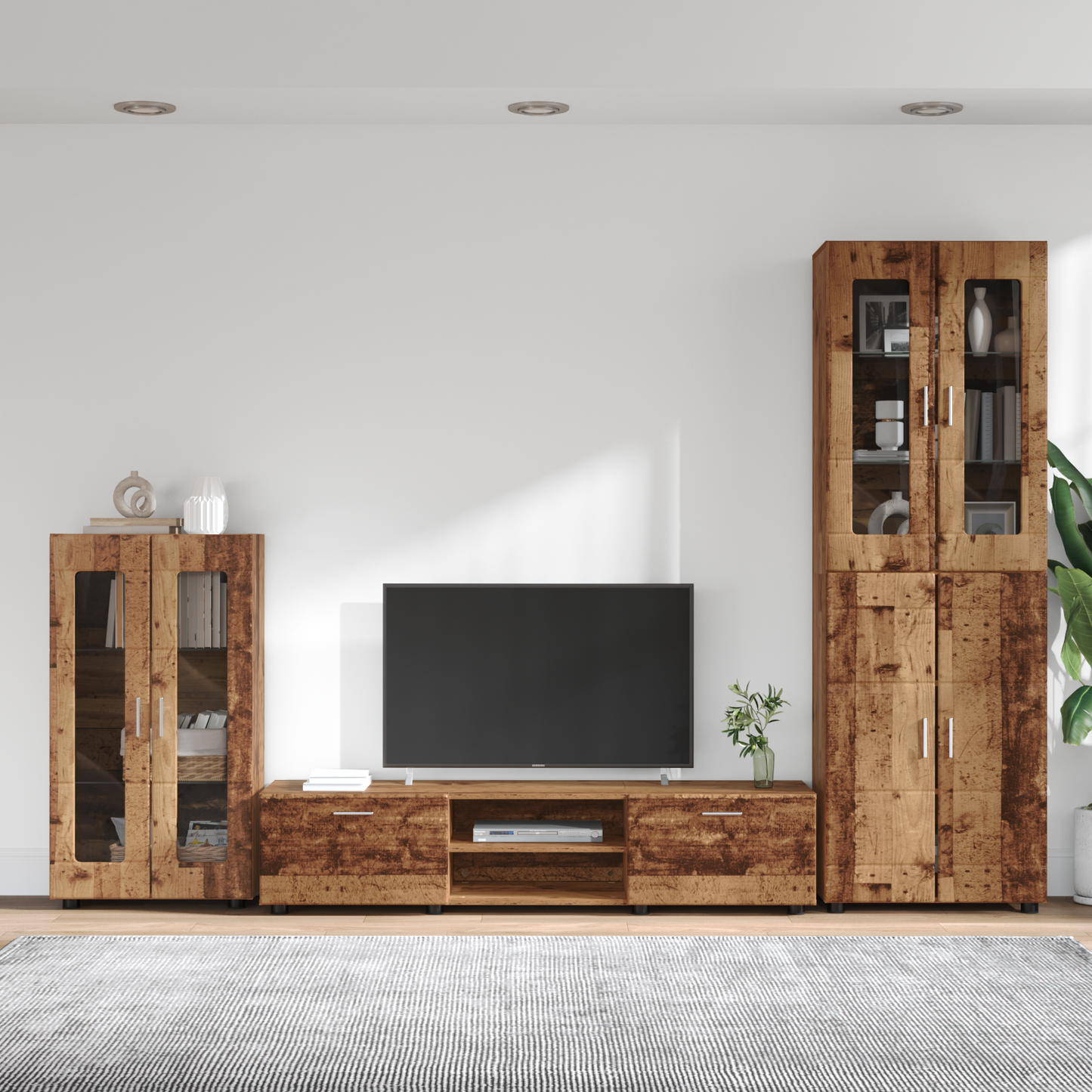 TV Cabinet Set with Shelf FLORIN 3 pcs Old Wood Engineered Wood