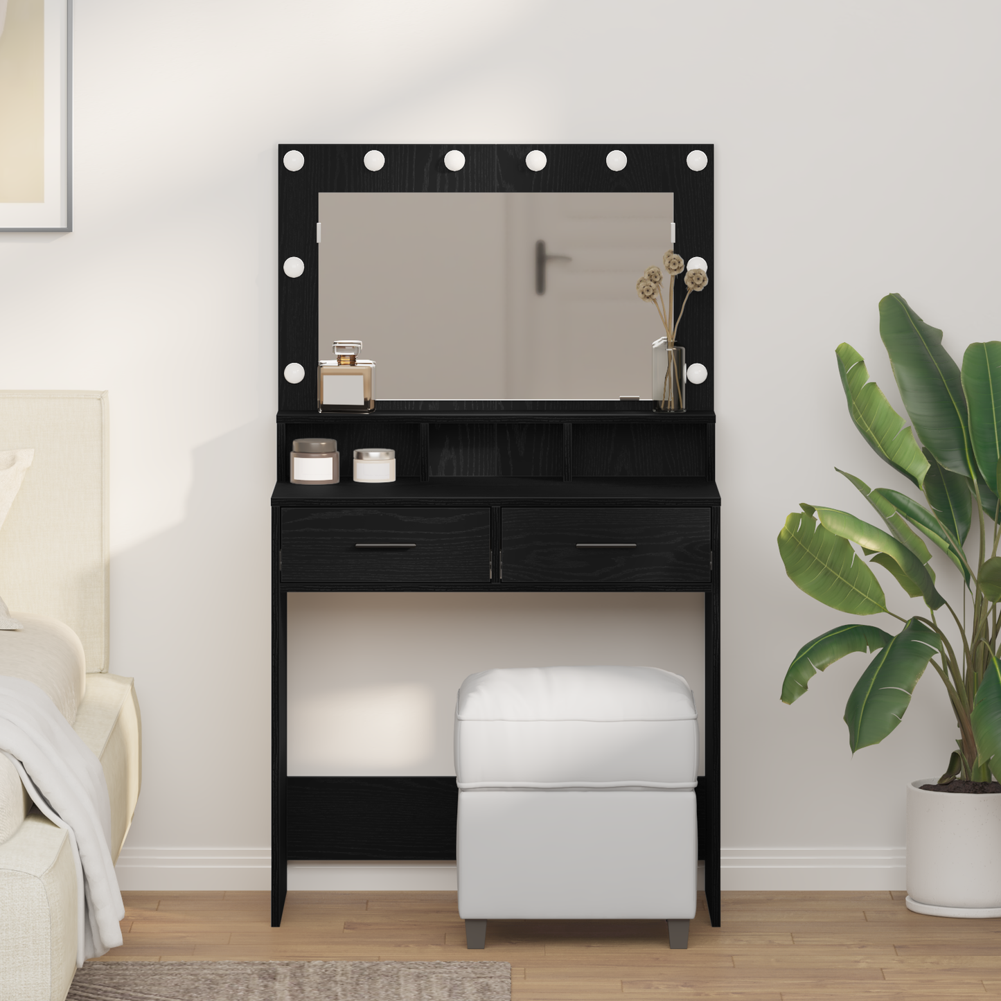 Dressing Table Black Oak 79 x 41 x 135 cm Engineered Wood