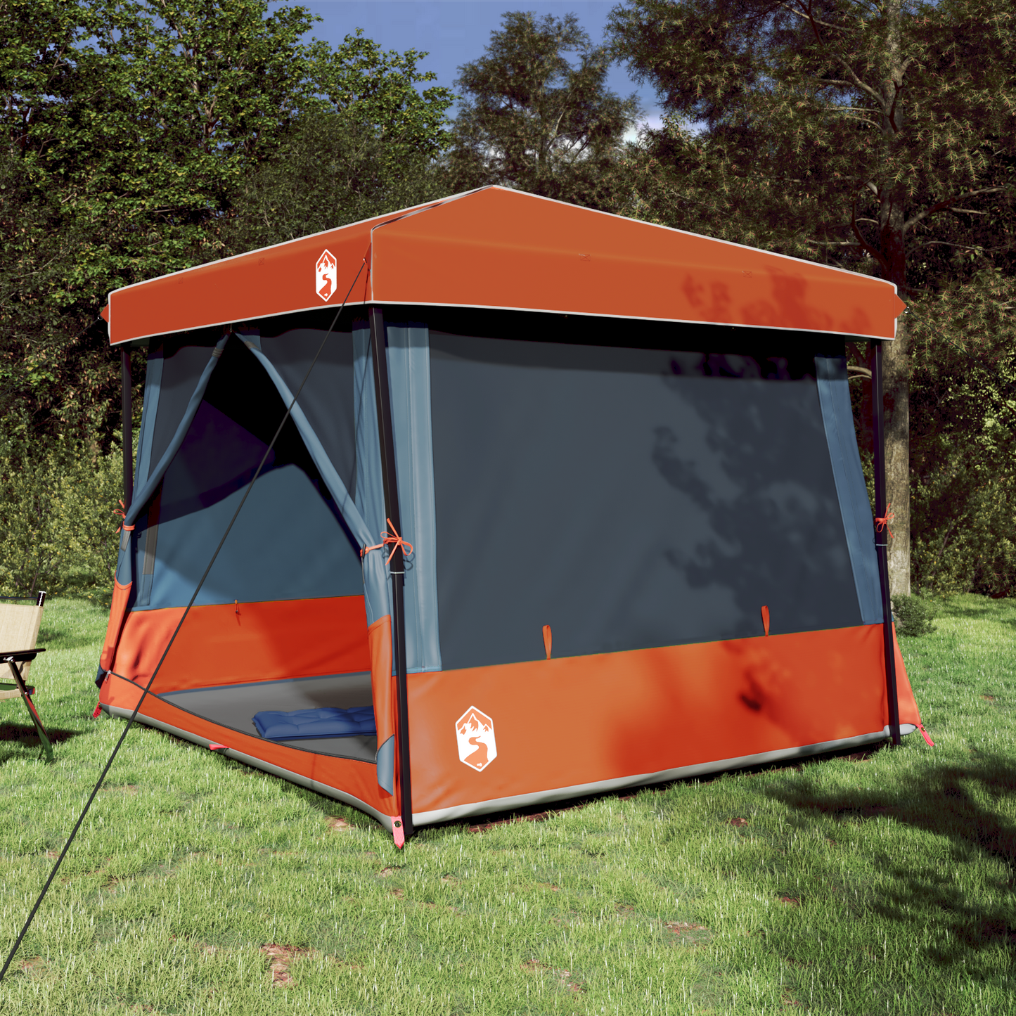 Camping Tent Set 2 pcs Grey and Orange Taffeta and Fabric