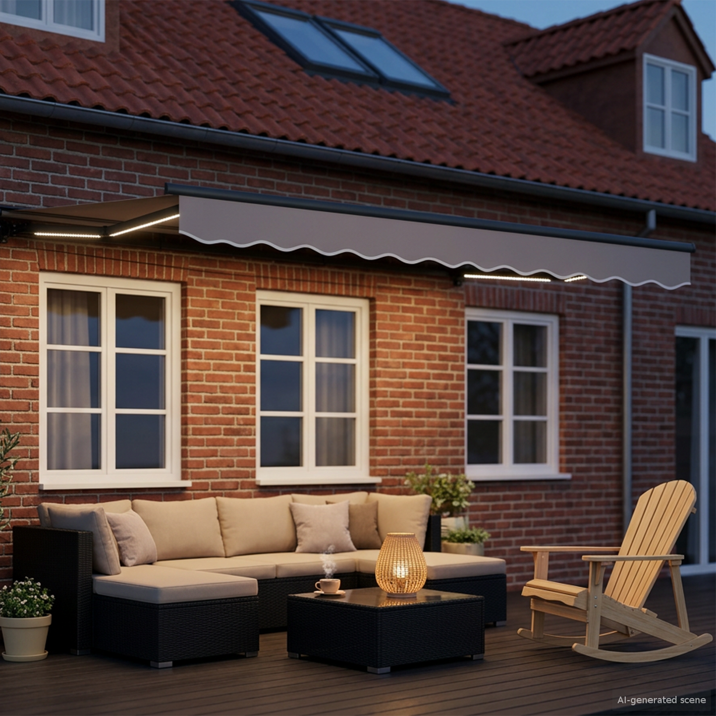 Manual Awning Frame with LEDs Anthracite 3.5 x 2.5 m Aluminium