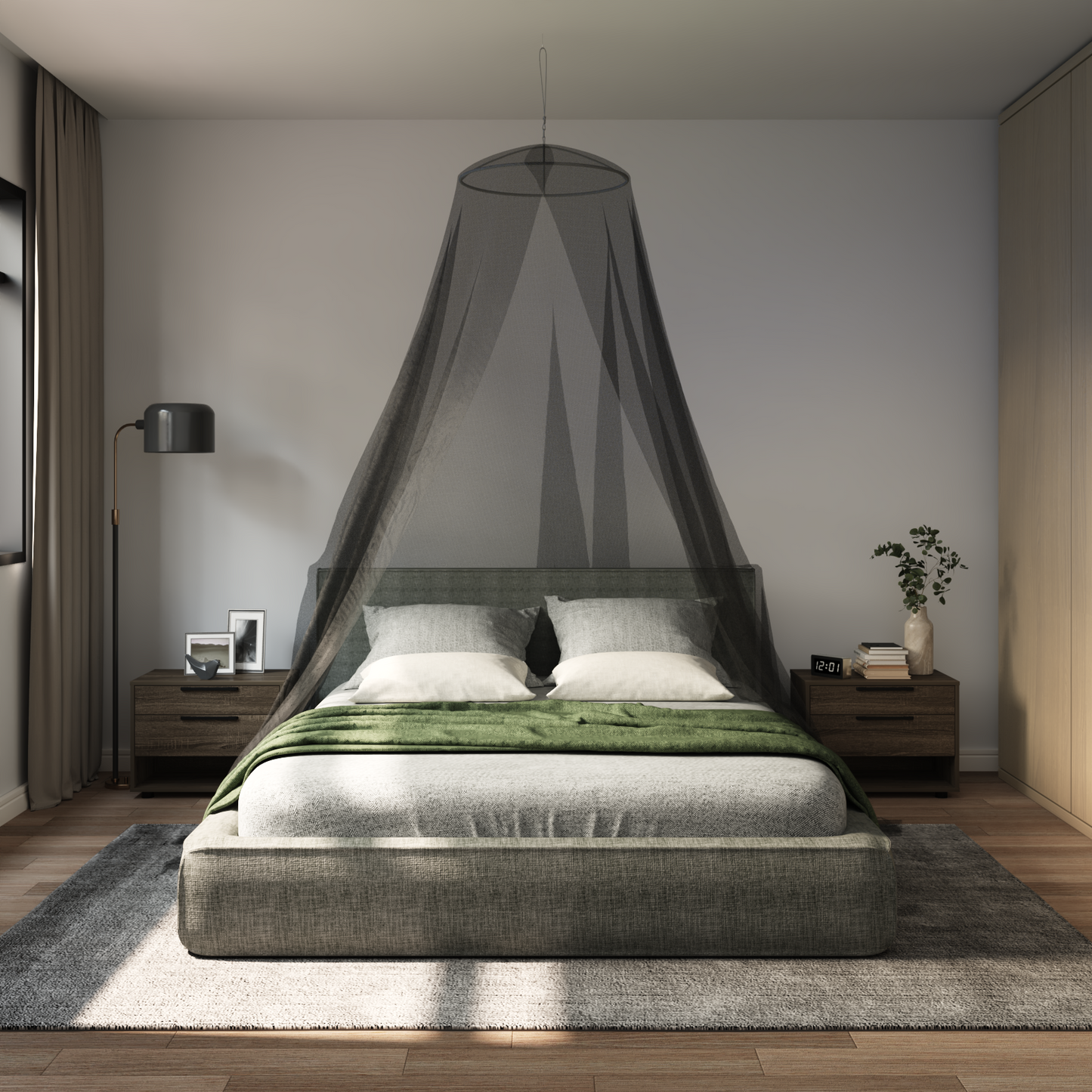 Mosquito Net for Bed 156 mesh Black ⌀56 x 220 cm Polyester