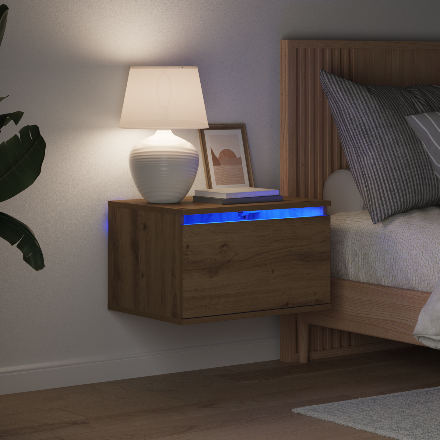 Wall-mounted Bedside Cabinet Artisan Oak 50 x 36 x 30 cm
