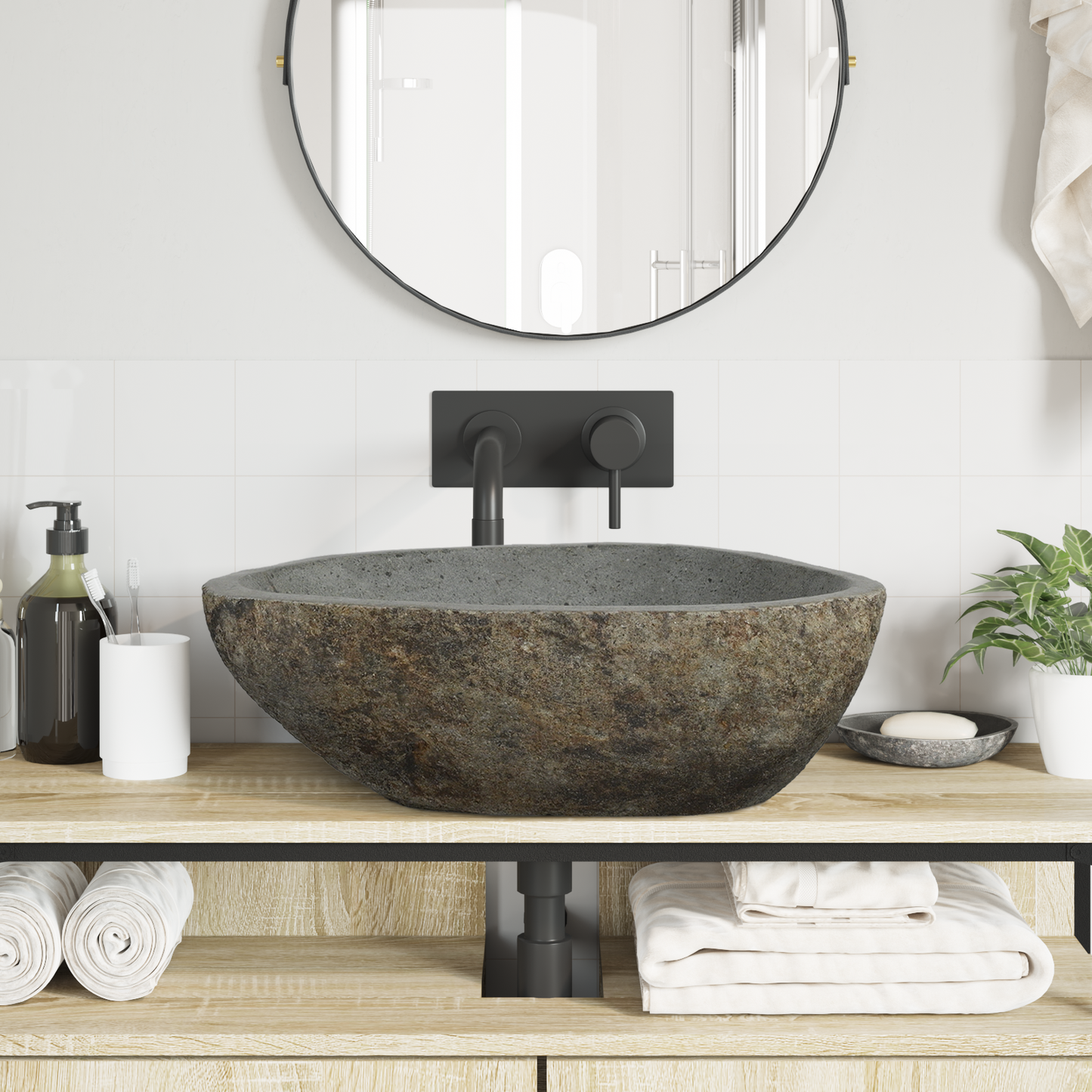 Riverstone basin Light Grey 52 x 40 x 15 cm River Stone