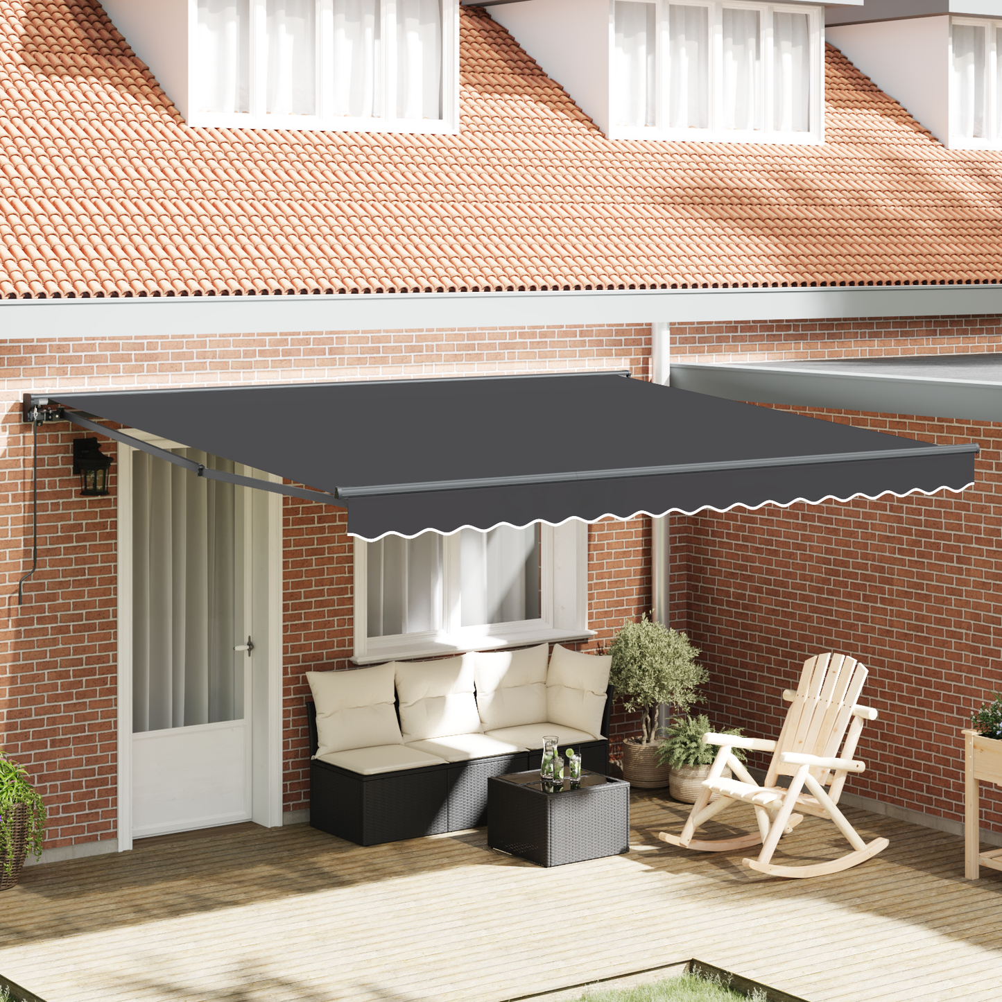 Awning Frame Anthracite 400 x 300 cm Polyester with PU coating
