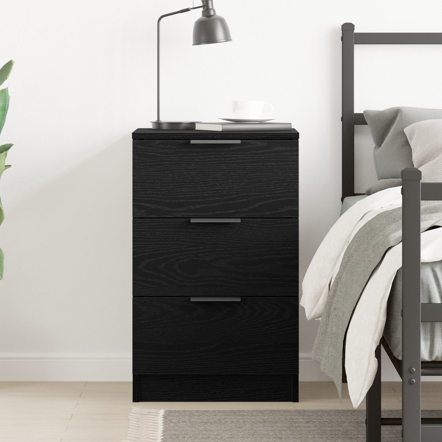 Bedside Cabinet Black Oak 40 x 65 x 65 cm Engineered Wood
