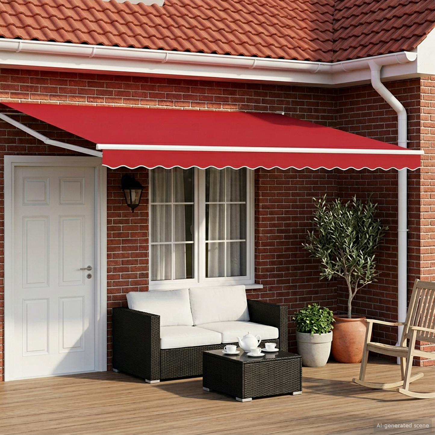 Electric Retractable Awning Red and White 4 x 3 m