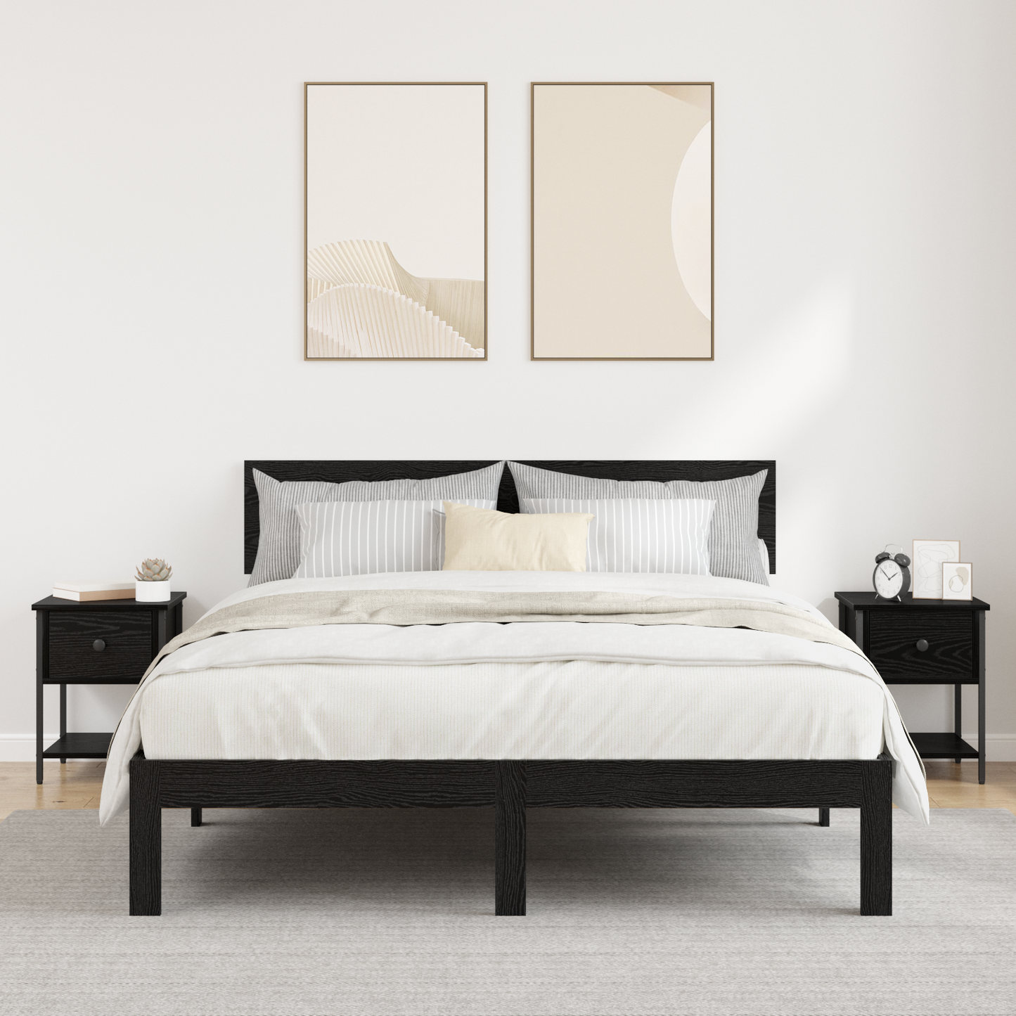 Bedside Table 2 pcs Black Oak 34 x 35.5 x 45 cm Engineered Wood