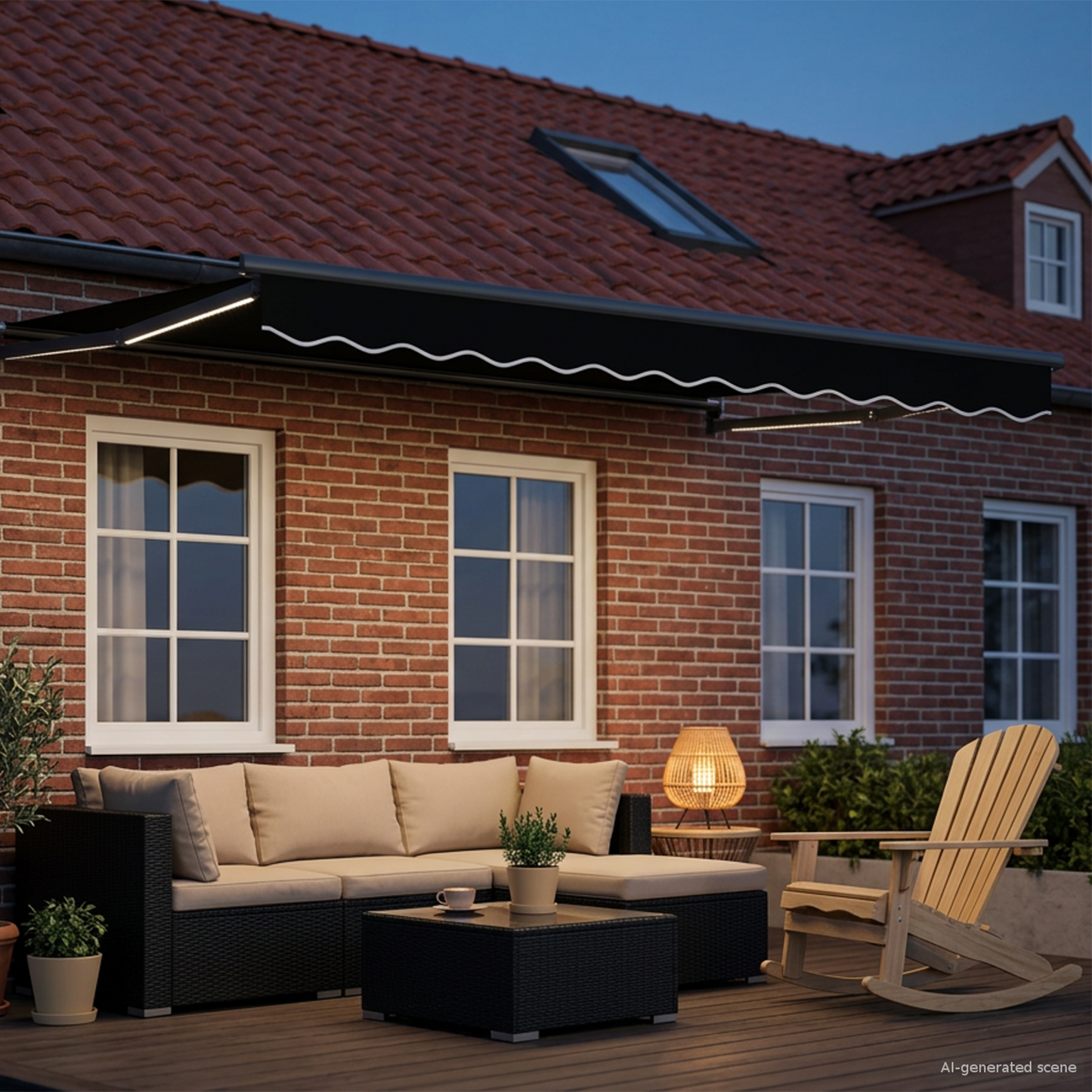 Manual Retractable Awning with LEDs 3 x 2.5 m