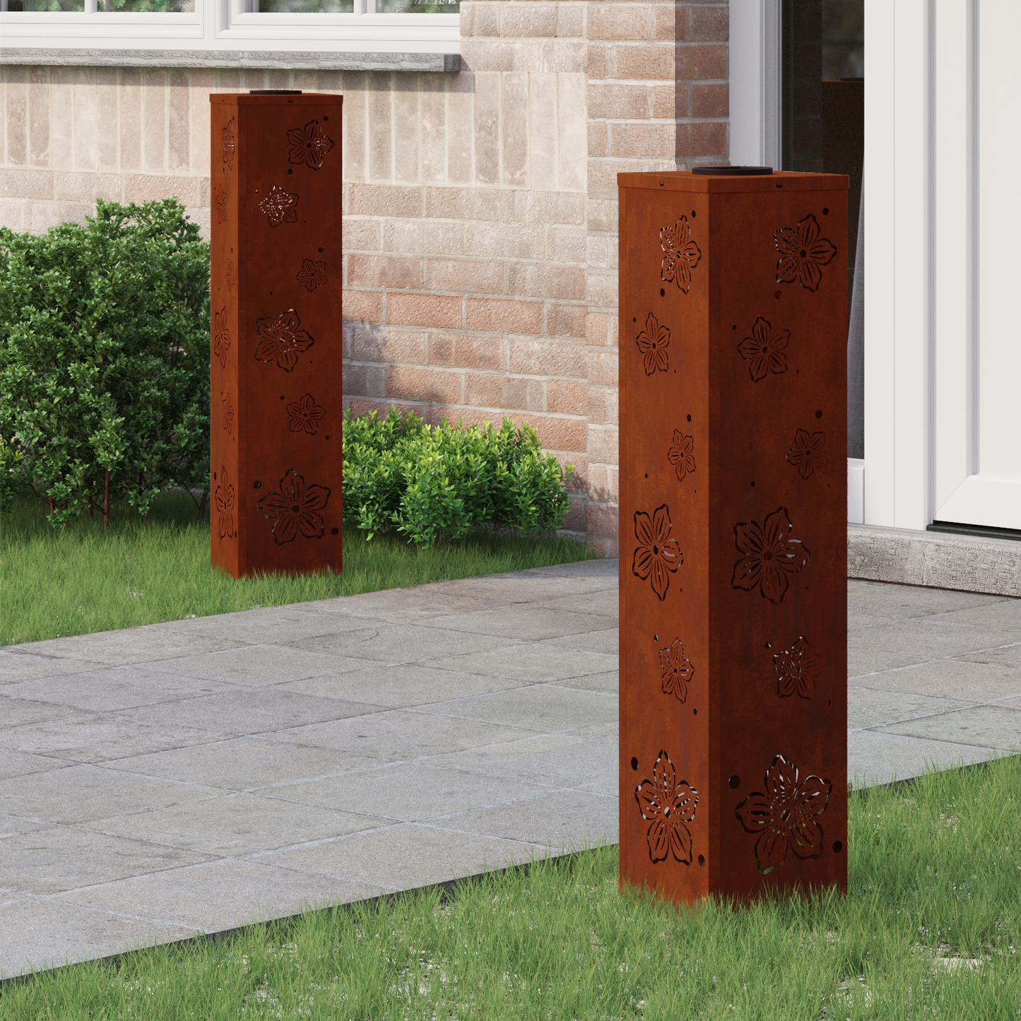 Solar LED Pathway Light 2 pcs Rusty Weathering Steel