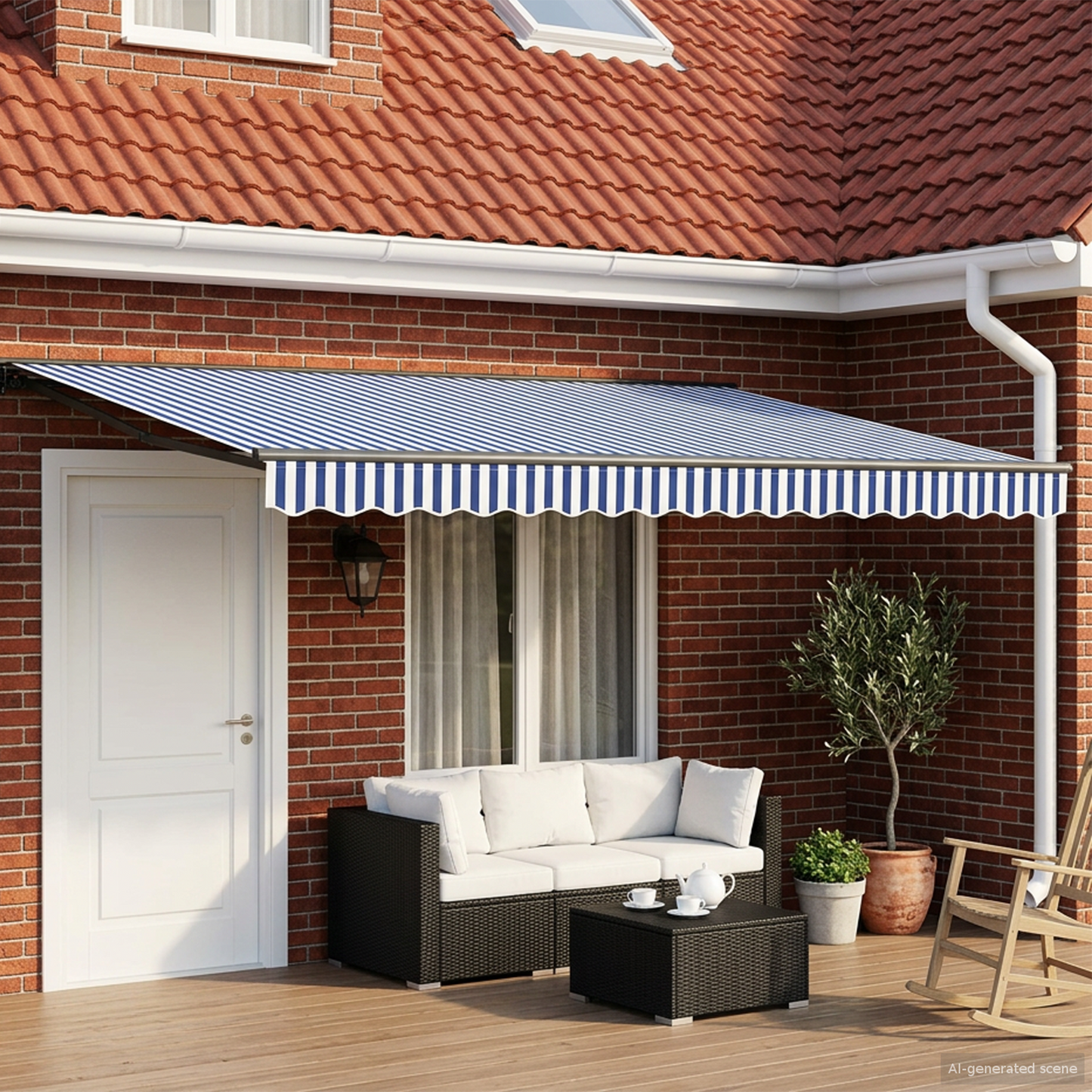 Electric Retractable Awning 4 x 3.5 m Polyester with PU coating