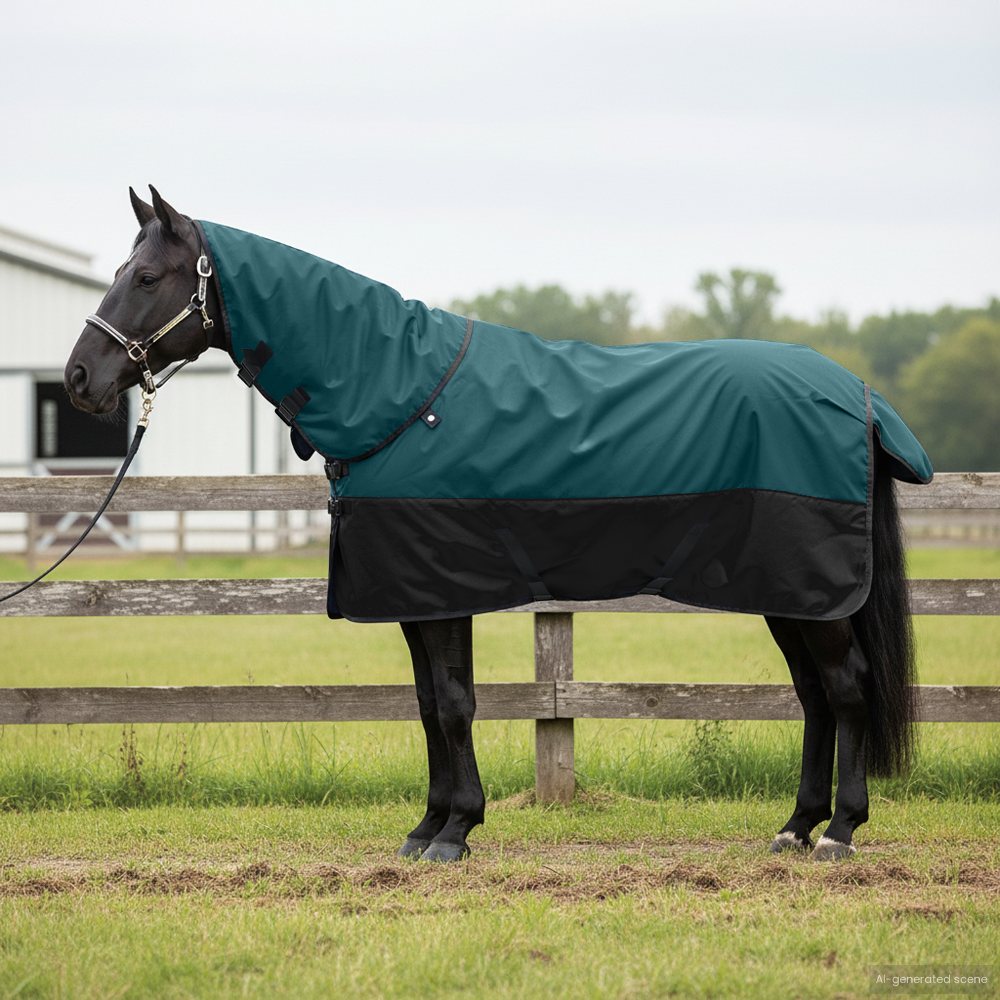 Horse Blanket Dark Green and Black 85 cm Polyester