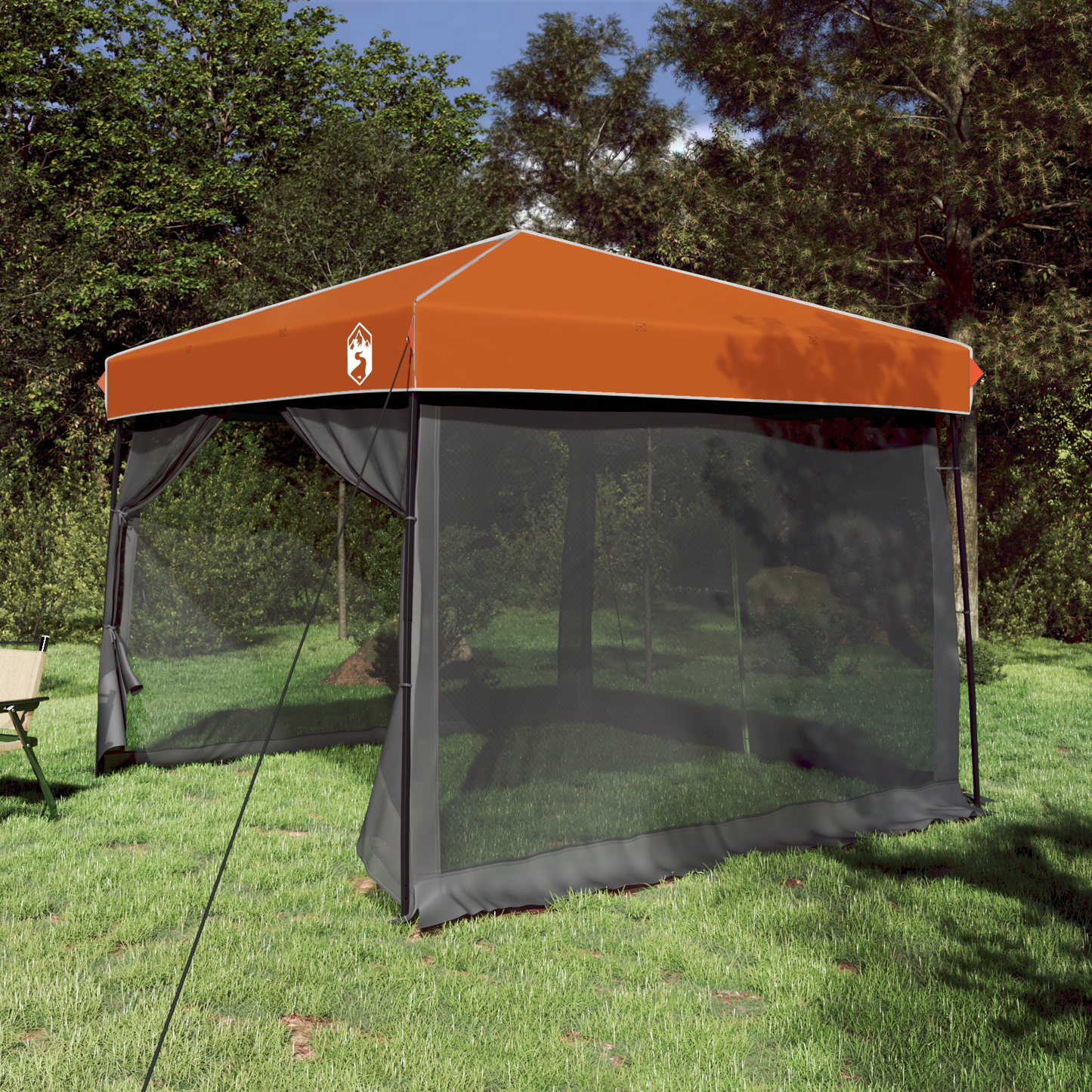 Camping Tent Set 2 pcs Grey and Orange Taffeta and Fabric