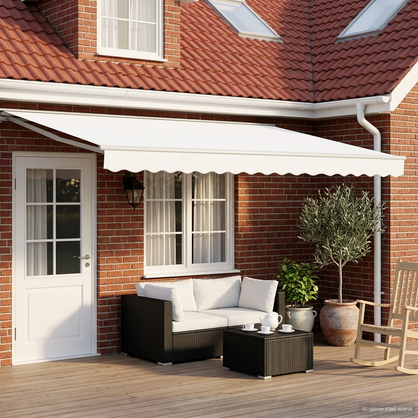 Manual Awning Frame with LEDs White 4 x 3 m