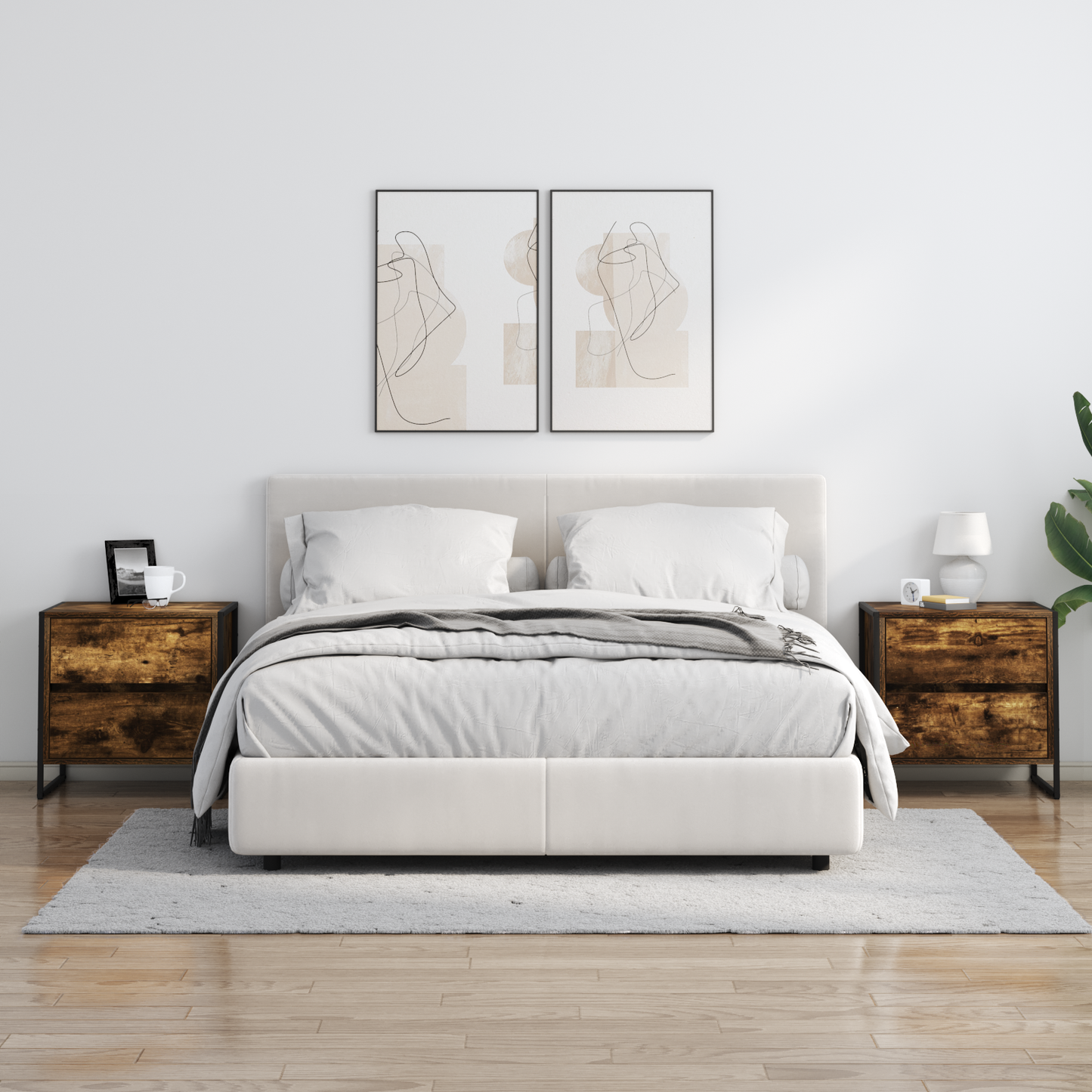 Bedside Table 2 pcs Smoke Oak 50 x 39.5 x 50 cm Engineered Wood