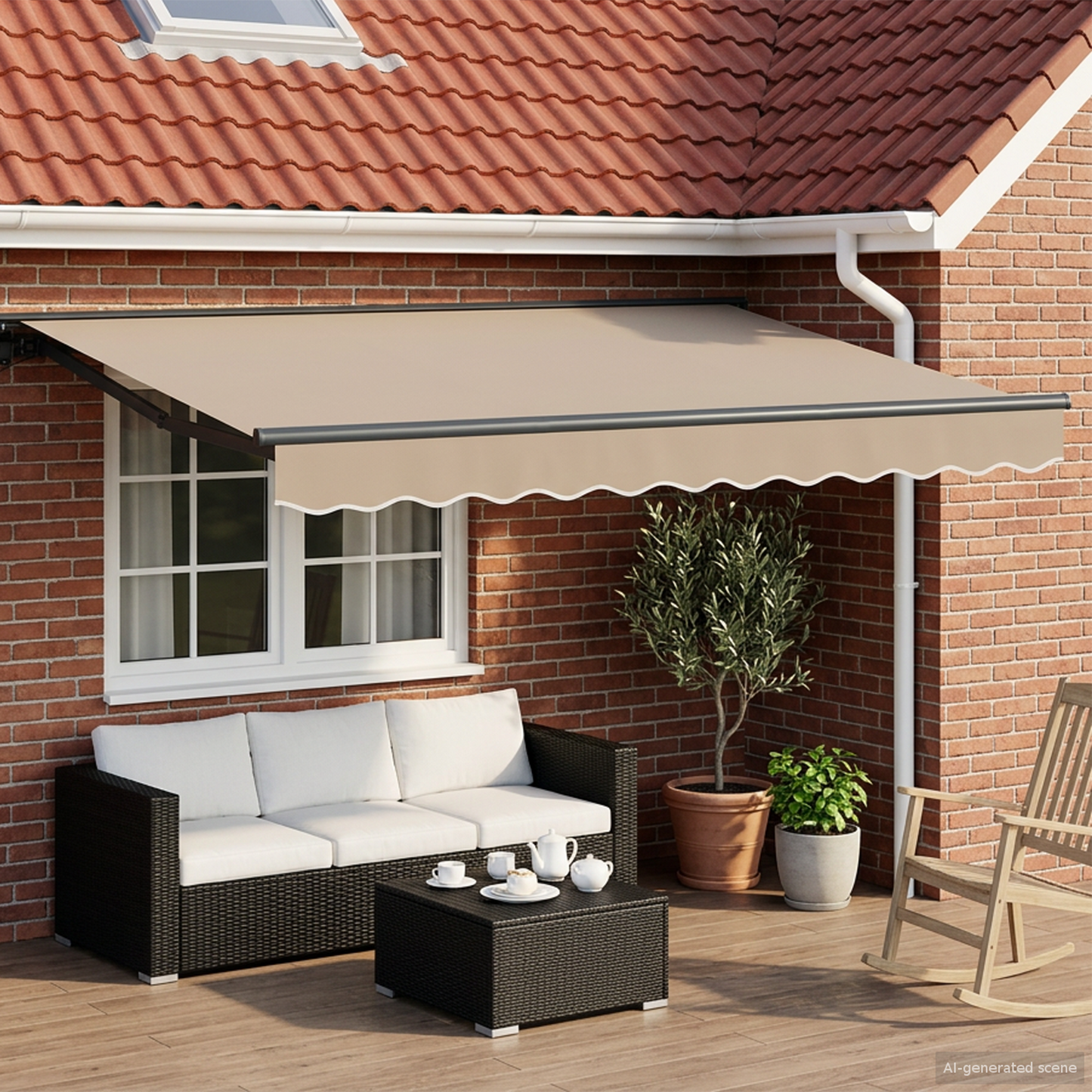 Beige and Anthracite 3.5 x 2.5 m Polyester with PU coating