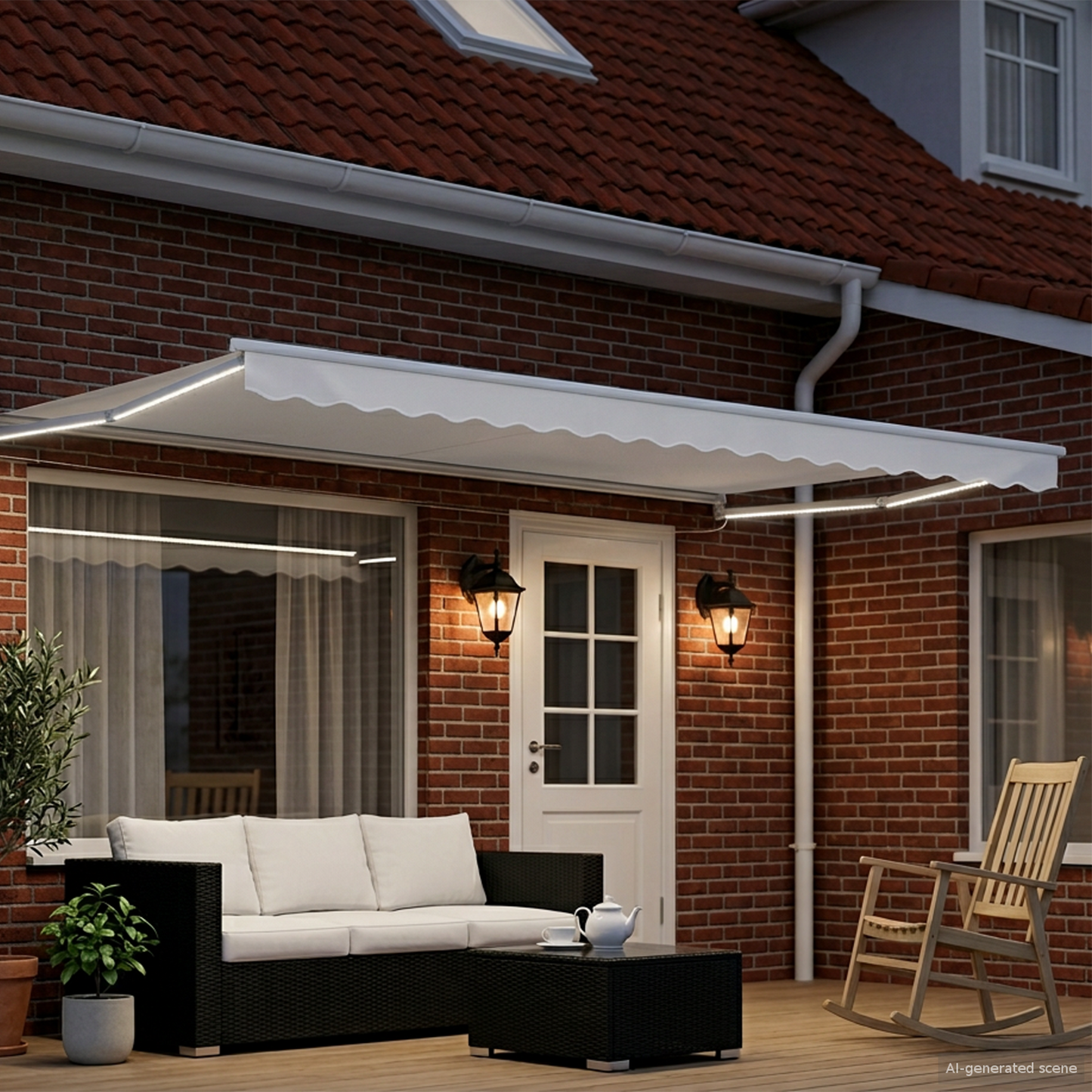 Manual Retractable Awning with LEDs White 5 x 3 m