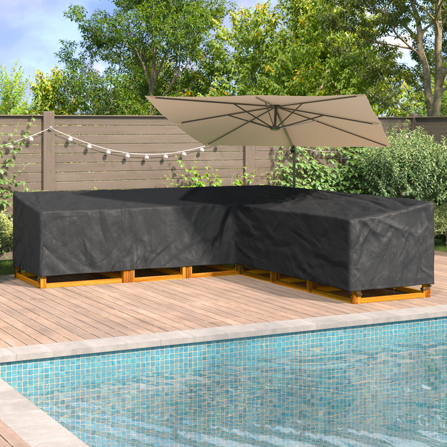 Furniture Cover Black 300 x 300 x 80 cm 420D Oxford Fbric